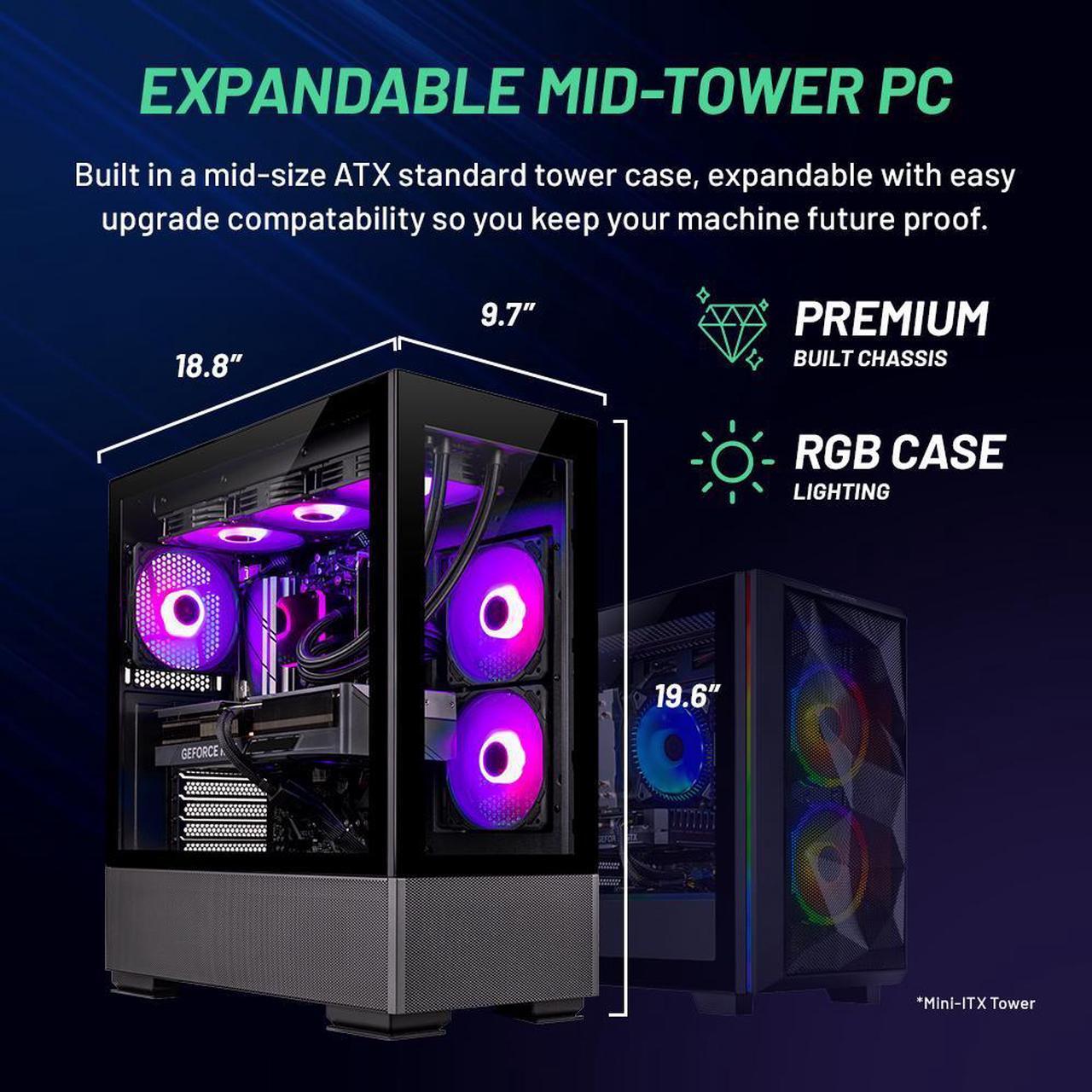 Alt view image 7 of 7 - Skytech Azure 2 Gaming PC Desktop INTEL Core i9 13900K 3.0 GHz, NVIDIA RTX 4080, 2TB NVME Gen4 SSD, 32GB DDR5 RAM RGB, 1000W GOLD PCIE 5.0 PSU, 360mm AIO, 11AC Wi-Fi, Windows 11 Home 64-bit