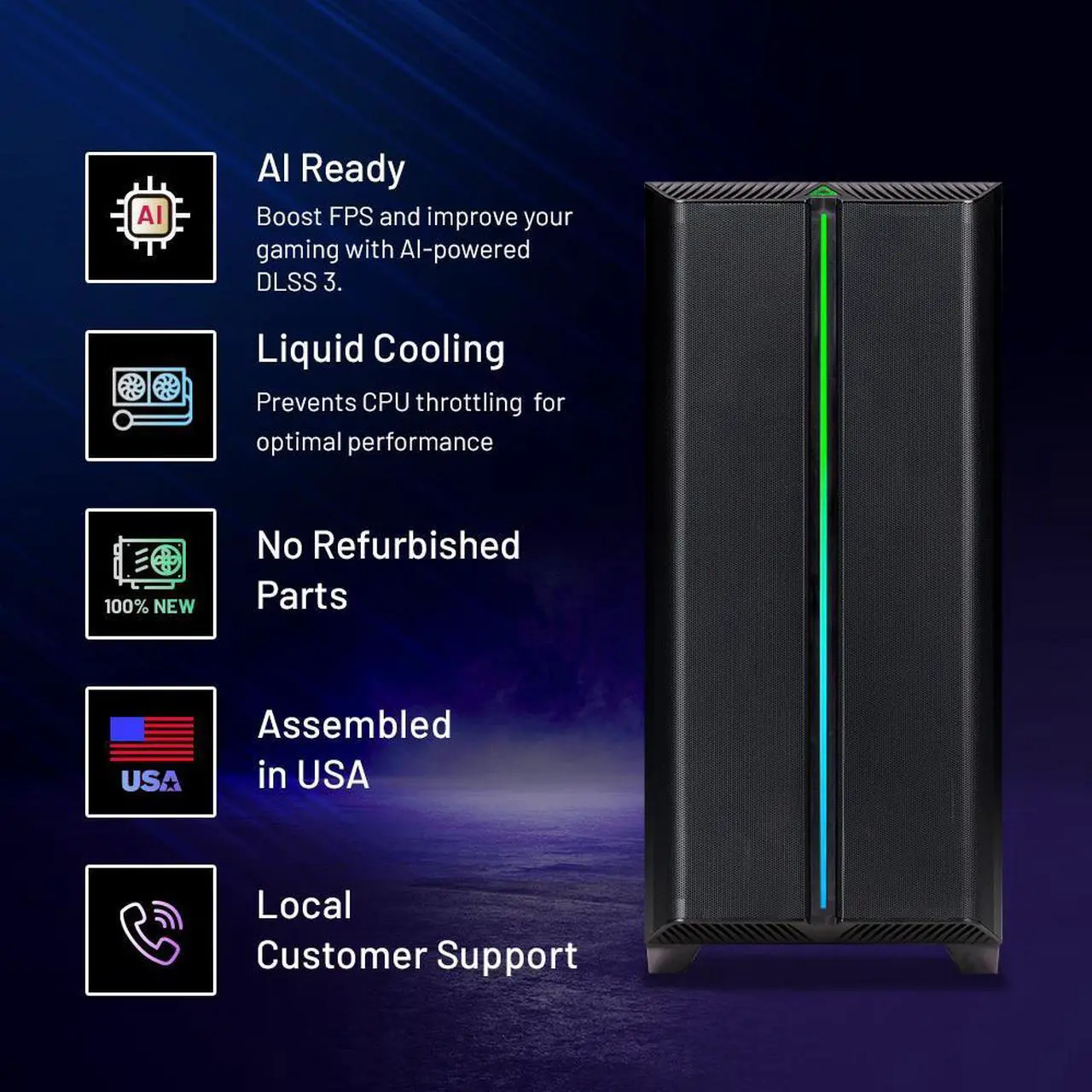 Alt view image 3 of 5 - Skytech Siege Gaming PC Desktop AMD Ryzen 7 7700X 4.5 GHz, NVIDIA RTX 4070, 1TB NVME SSD, 32GB DDR5 RAM RGB, 750W GOLD PSU, 360mm AIO, 11AC Wi-Fi, Windows 11 Home 64-bit