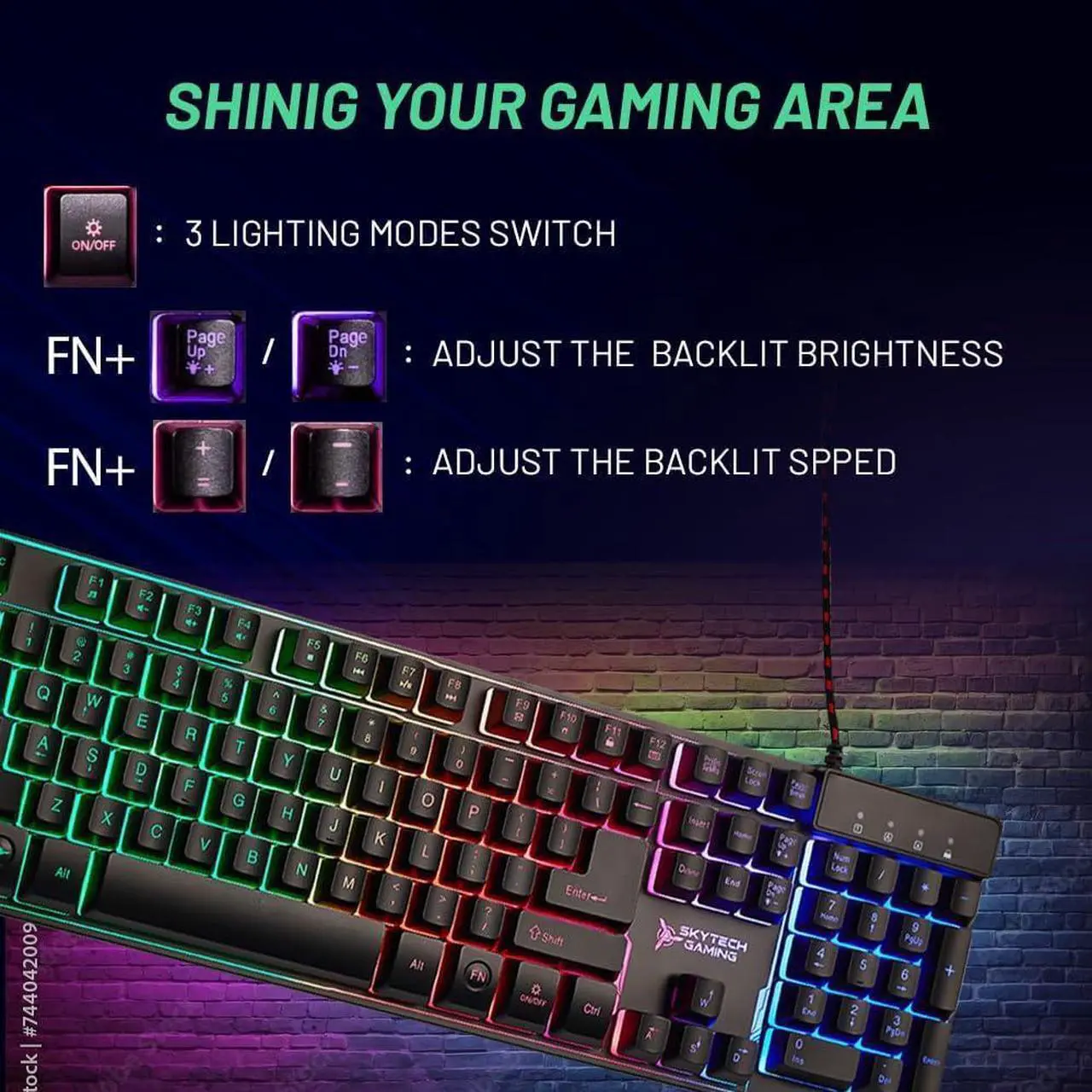 Main image of Skytech Gaming Classic K-1000 RGB Gaming Keyboard, 104 Keys USB Wired Keyboard, Customizable Chroma RGB Backlighting, 19 Anti-Ghosting Keys, Multimedia Function Keys, Support Windows 7/10/11 -Black