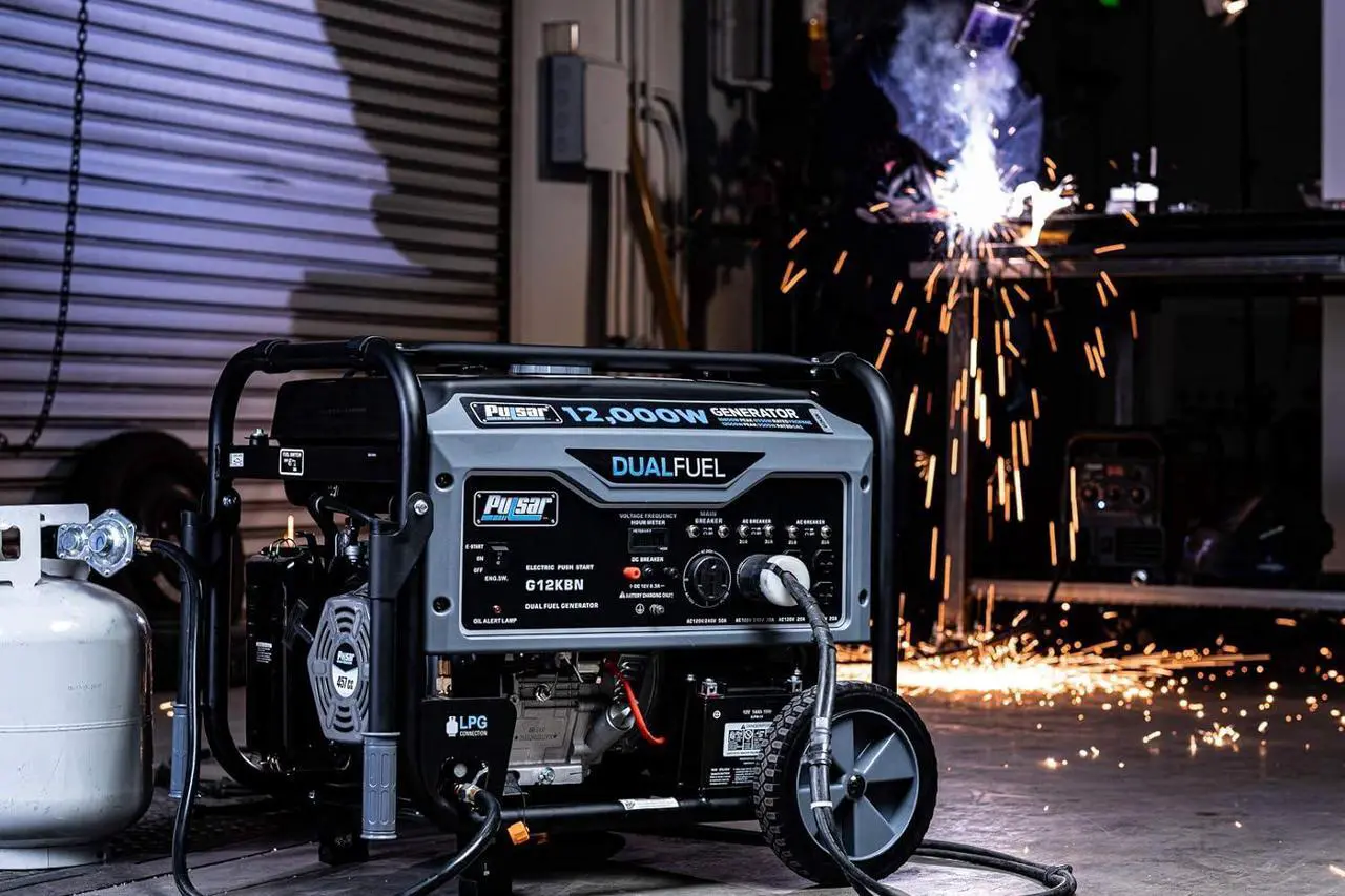 Alt view image 6 of 7 - Pulsar G12KBN-SG Heavy Duty Portable Dual Fuel Generator - 9500 Rated Watts & 12000 Peak Watts - Gas & LPG - Electric Start - Transfer Switch & RV Ready - CARB Compliant