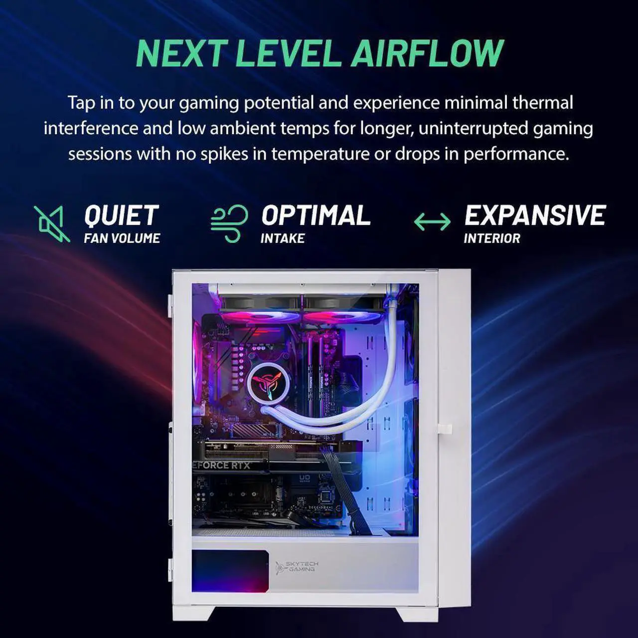 Alt view image 4 of 6 - Skytech Shiva Gaming PC Desktop, Intel i5 14400F 2.5 GHz (4.7GHz Turbo Boost), NVIDIA RTX 4070 Super 12GB GDDR6X, 2TB SSD, 32GB DDR5 RAM 5200 RGB, 650W GOLD PSU, 240mm ARGB AIO, Wi-Fi, Win 11 Home