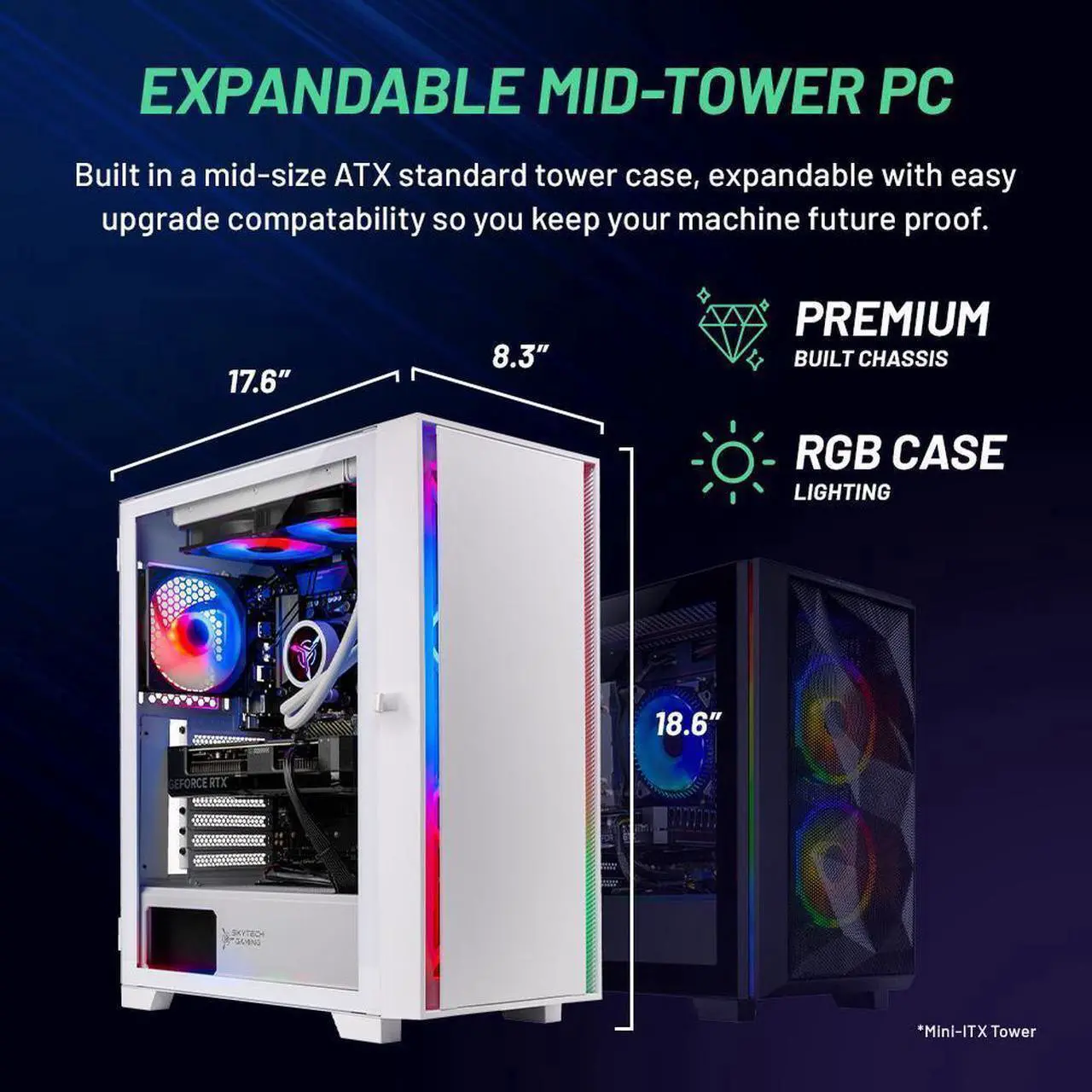 Alt view image 2 of 6 - Skytech Shiva Gaming PC Desktop, Intel i5 14400F 2.5 GHz (4.7GHz Turbo Boost), NVIDIA RTX 4070 Super 12GB GDDR6X, 2TB SSD, 32GB DDR5 RAM 5200 RGB, 650W GOLD PSU, 240mm ARGB AIO, Wi-Fi, Win 11 Home