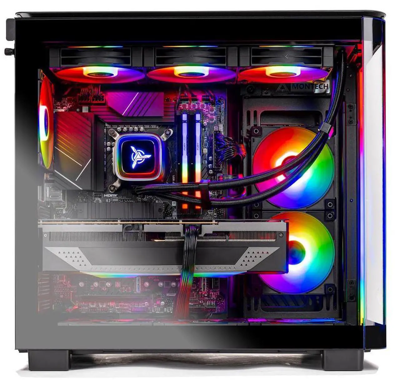 Alt view image 4 of 8 - Skytech King 95 Gaming PC Desktop, Ryzen 7 7800X3D 4.2 GHz (5GHz Turbo Boost), AMD RX 7800XT 16GB GDDR6, 1TB Gen4 SSD, 32GB DDR5 RAM 5600 RGB, 850W GOLD PSU, 360mm ARGB AIO , Wi-Fi, Win 11 Home