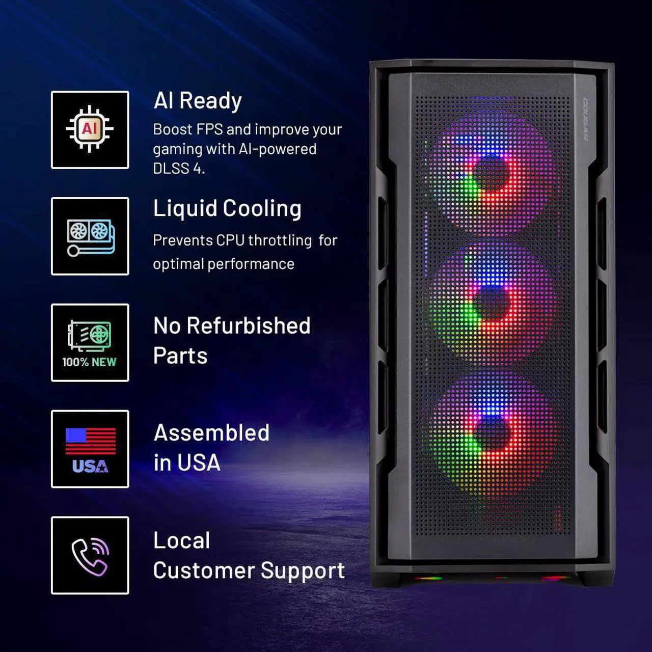 Alt view image 2 of 6 - Skytech Rampage Gaming PC Desktop, Intel i7 13700F 2.1 GHz (5.1GHz Turbo Boost), NVIDIA RTX 5070 12GB GDDR7, 1TB Gen4 SSD, 32GB DDR5 RAM 6000 RGB, 850W GOLD PSU, 360mm ARGB AIO , Wi-Fi, Win 11 Home