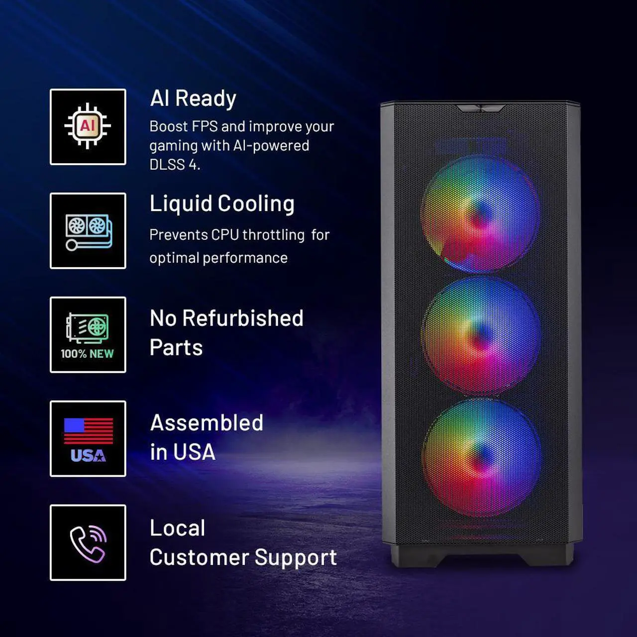 Alt view image 2 of 7 - Skytech EclipseLite Gaming PC Desktop, Ryzen 7 9700X 3.8 GHz (5.5GHz Turbo), X670 Motherboard,NVIDIA RTX 5080 16GB GDDR7, 1TB Gen4 SSD, 32GB DDR5 6000, 850W GOLD ATX 3.0 PSU, 360mm AIO , Wi-Fi, Win 11