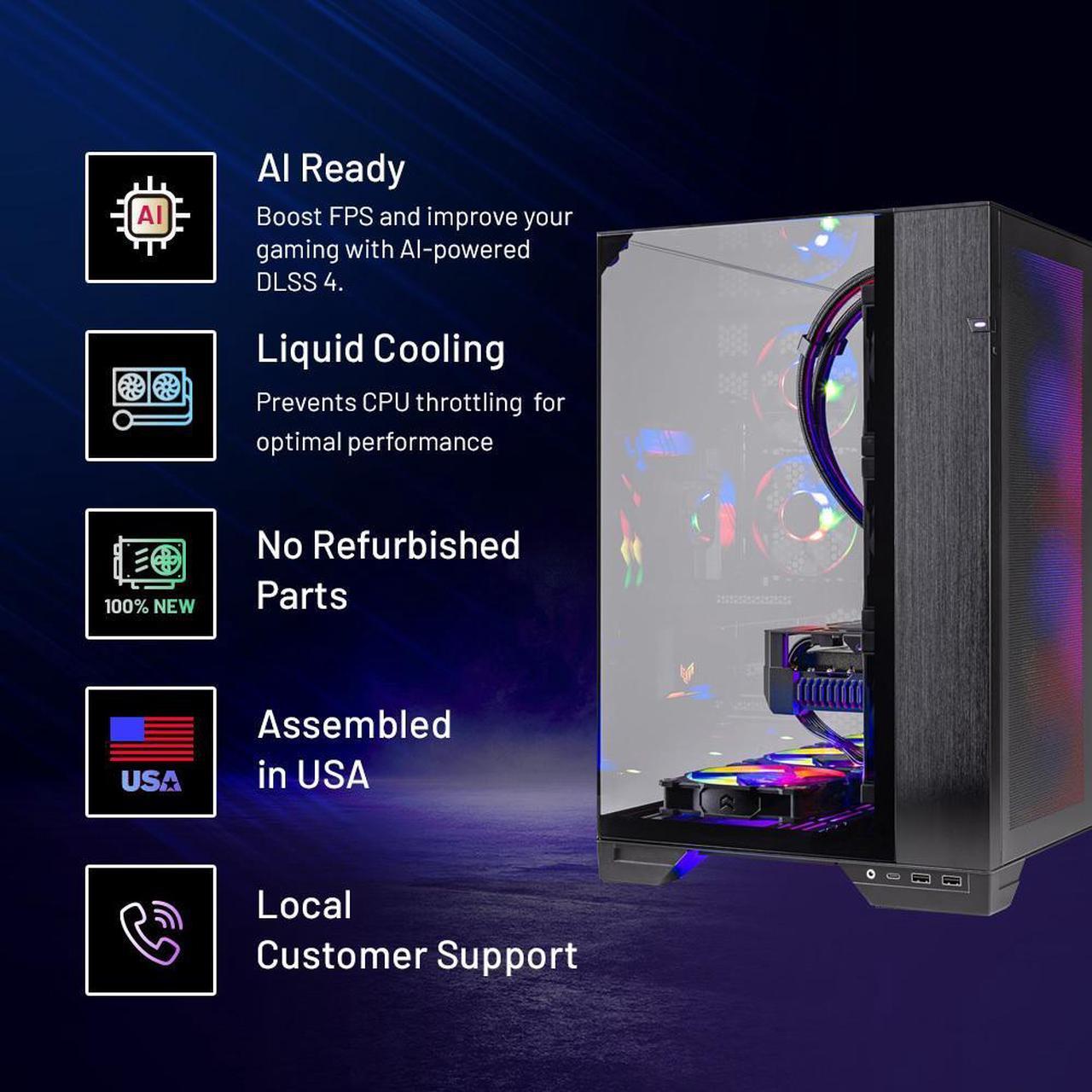 Alt view image 2 of 7 - Skytech O11 Vision Gaming PC Desktop, Ryzen 7 7800X3D 4.2 GHz (5GHz Turbo), NVIDIA RTX 5070 Ti 16GB GDDR7, 1TB Gen4 SSD, 32GB DDR5 RAM 6000 RGB, 850W GOLD ATX 3.0 PSU, 360mm AIO , Wi-Fi, Win 11 Home