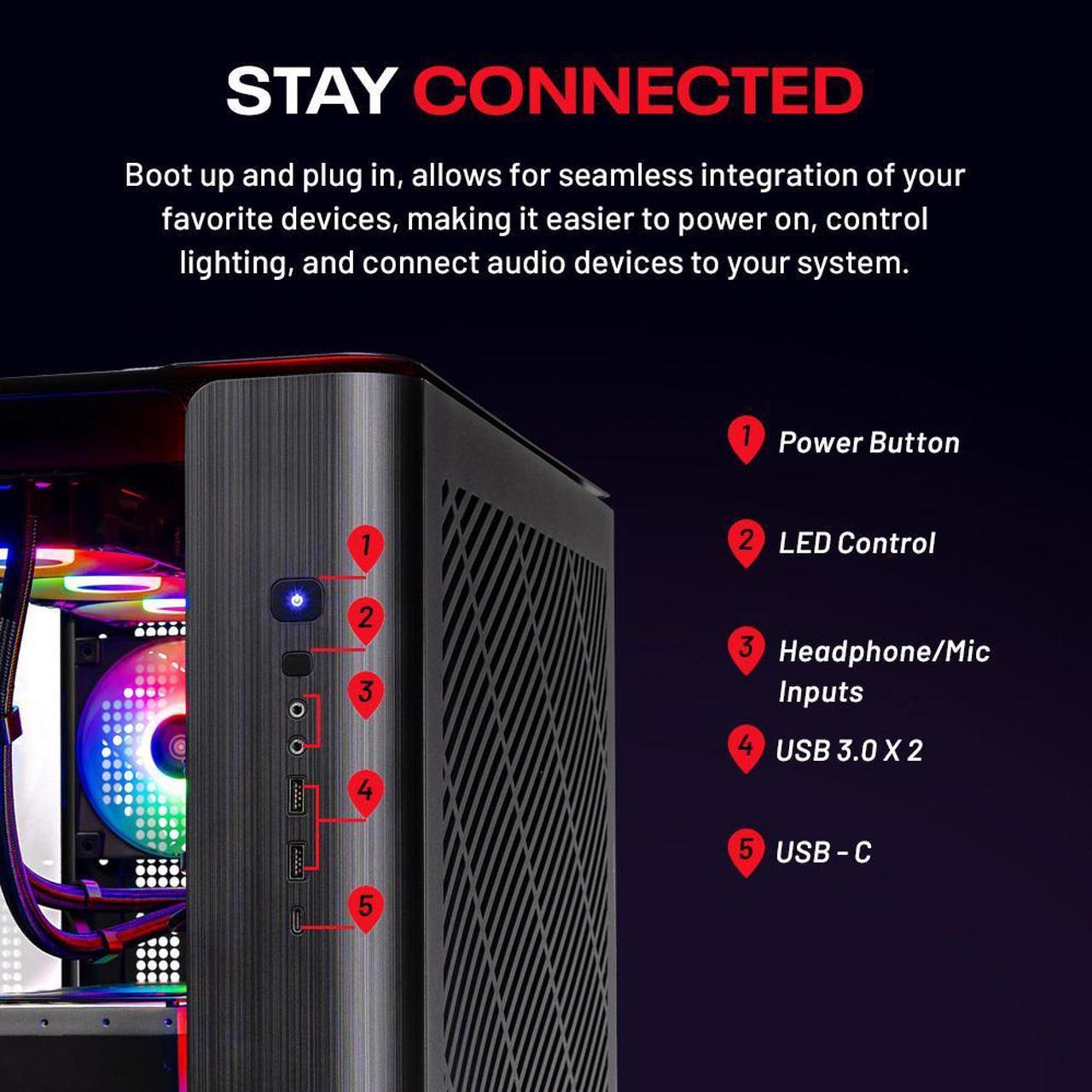 Alt view image 4 of 7 - Skytech King 95 Gaming PC Desktop, Ryzen 7 9800X3D 4.7 GHz (5.2 GHz Turbo), NVIDIA RTX 5080 16GB, 4TB Gen4 NVMe SSD, 64GB DDR5 RAM 6000 RGB, 850W GOLD ATX 3 PSU, 360mm ARGB AIO , Wi-Fi, Win 11