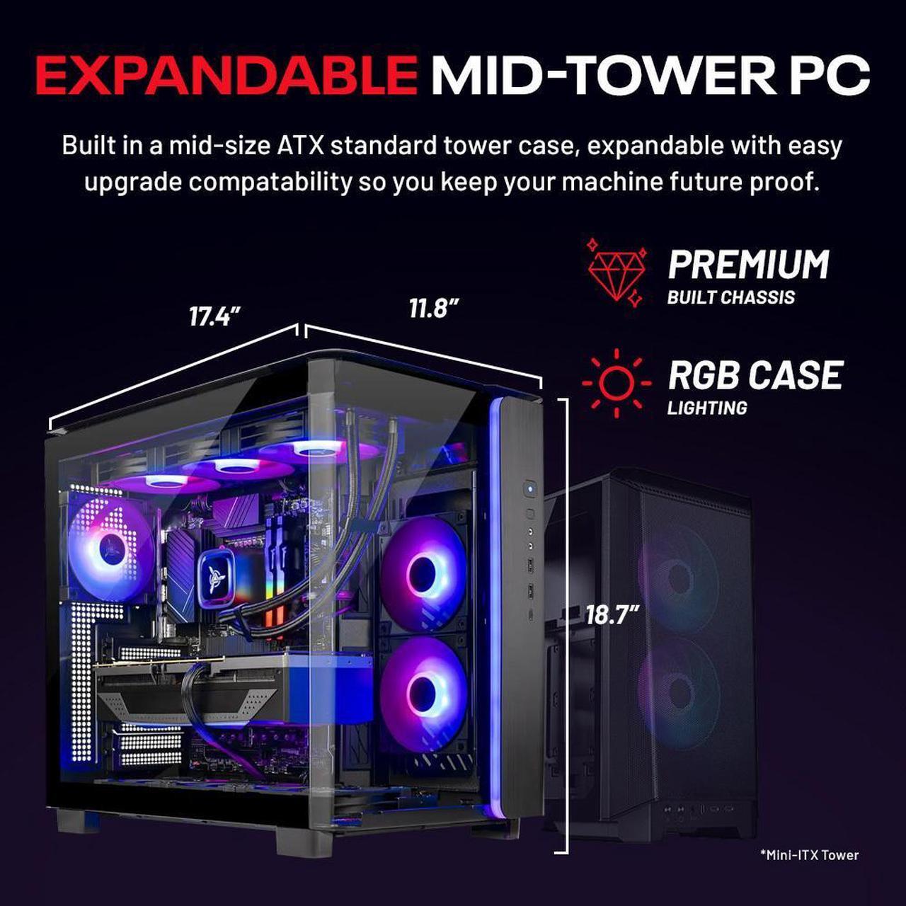Alt view image 4 of 7 - Skytech King 95 Gaming PC Desktop, Ryzen 7 9700X 3.8 GHz (5.5GHz Turbo), NVIDIA RTX 5080 16GB, 2TB Gen4 NVMe SSD, 32GB DDR5 RAM 6000 RGB, 850W GOLD ATX 3 PSU, 360mm ARGB AIO , Wi-Fi, Win 11