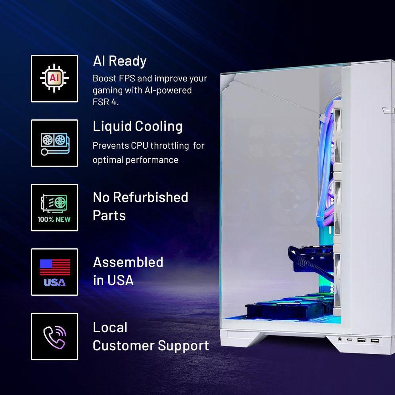 Alt view image 2 of 11 - Skytech O11 Vision Gaming PC Desktop, Ryzen 9 9900X3D 4.4 GHz (5.5GHz Turbo Boost), AMD RX 9070 XT 16GB GDDR6, 1TB Gen4 NVMe SSD, 32GB DDR5 RAM 6000 RGB, 850W GOLD PSU, Wi-Fi, Win 11