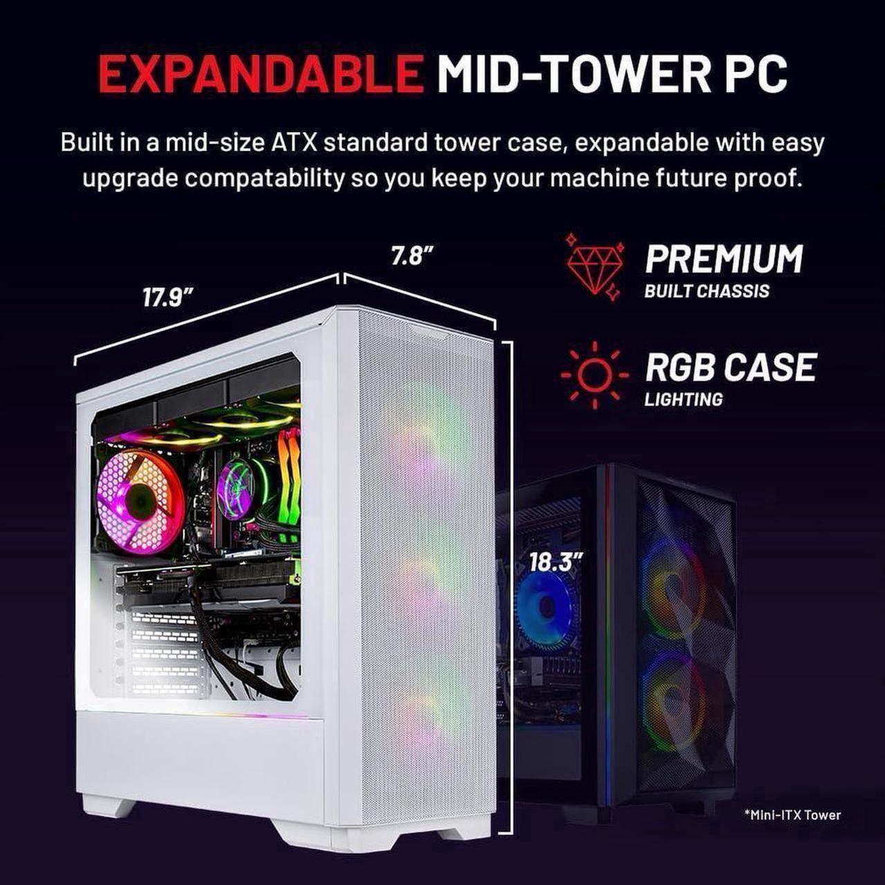 Alt view image 4 of 5 - Skytech Eclipse Lite Gaming PC Desktop, Ryzen 7 9800X3D 4.7 GHz (5.2 GHz Turbo Boost), X670 Motherboard, AMD RX 9070 XT 16GB GDDR6, 2TB Gen4 NVME SSD, 32GB DDR5 6000, 1000W GOLD, Wi-Fi, Win 11