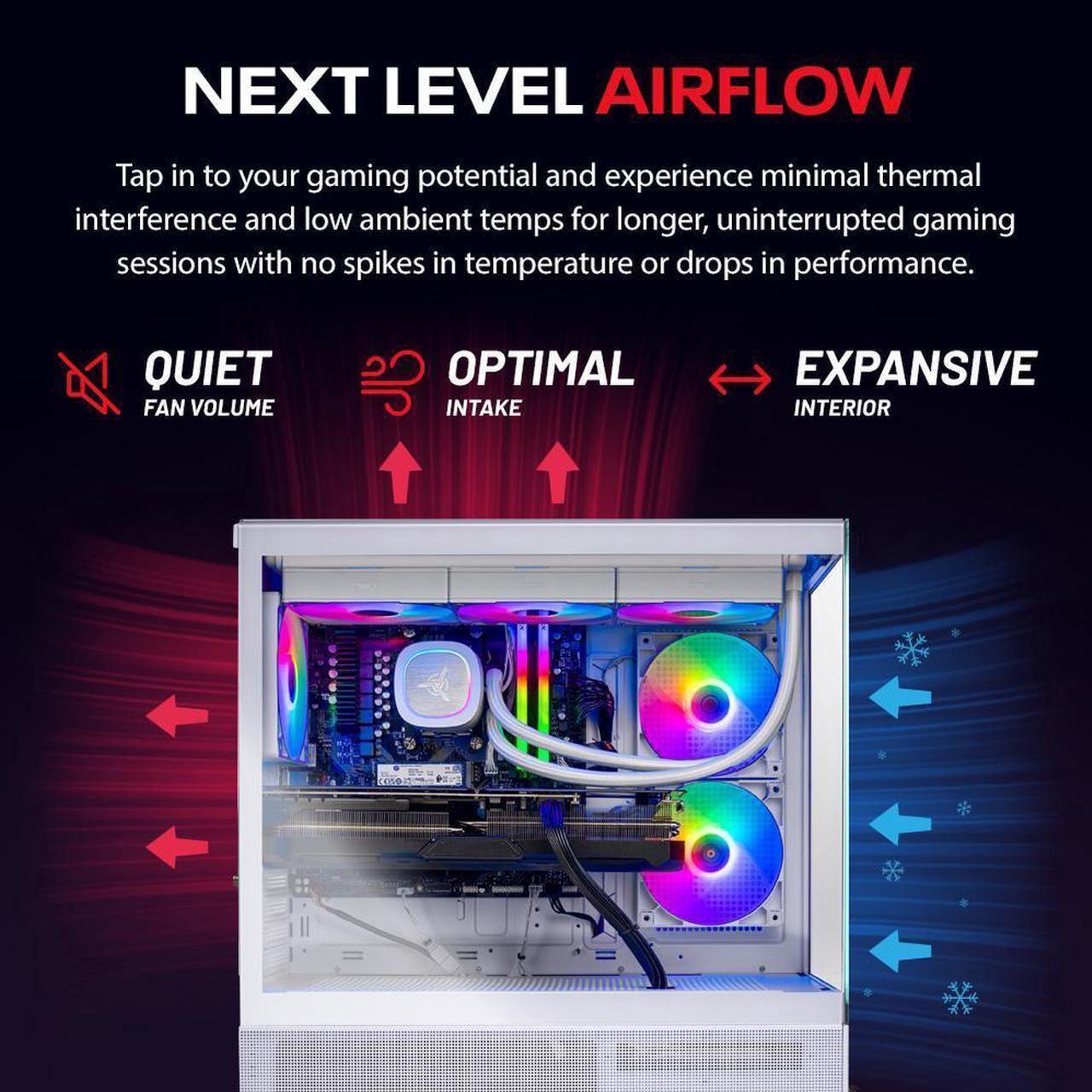 Alt view image 4 of 7 - Skytech Azure Gaming PC Desktop, Ryzen 7 9800X3D 4.7 GHz (5.2 GHz Turbo Boost), AMD RX 9070 XT 16GB GDDR6, 2TB Gen4 NVME SSD, 32GB DDR5 RAM 6000 RGB, 1000W GOLD PSU, Wi-Fi, Win 11