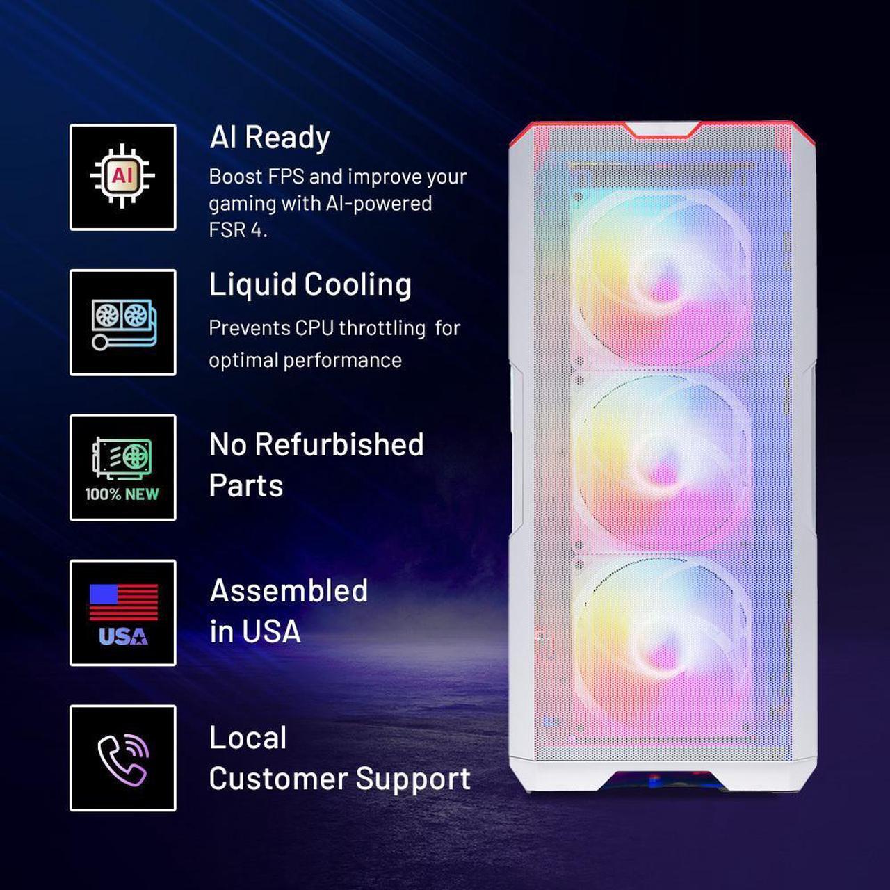 Alt view image 2 of 7 - Skytech Eclipse Gaming PC Desktop, Ryzen 7 9800X3D 4.7 GHz (5.2 GHz Turbo Boost), X670 Motherboard, AMD RX 9070 XT 16GB GDDR6, 2TB Gen4 NVMe SSD, 32GB DDR5 RAM 6000 RGB, 1000W GOLD PSU, Wi-Fi, Win 11