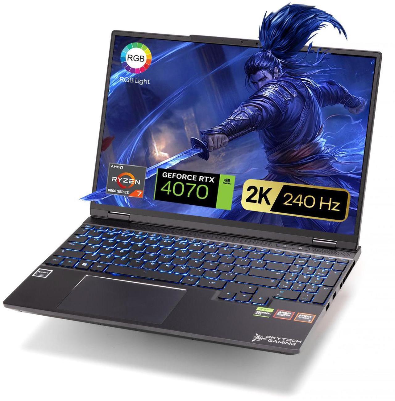 Alt view image 2 of 7 - Skytech Gaming Noir 15.3"240Hz- AMD Ryzen 7 8845HS(5.1GHz Turbo Boost), NVIDIA GeForce RTX 4070 8GB, 15.3 QHD 240Hz Display, 16GB DDR5, 1TB PCIe SSD, Wi-Fi 6, Nahimic Audio, RGB Backlit KB, Windows 11