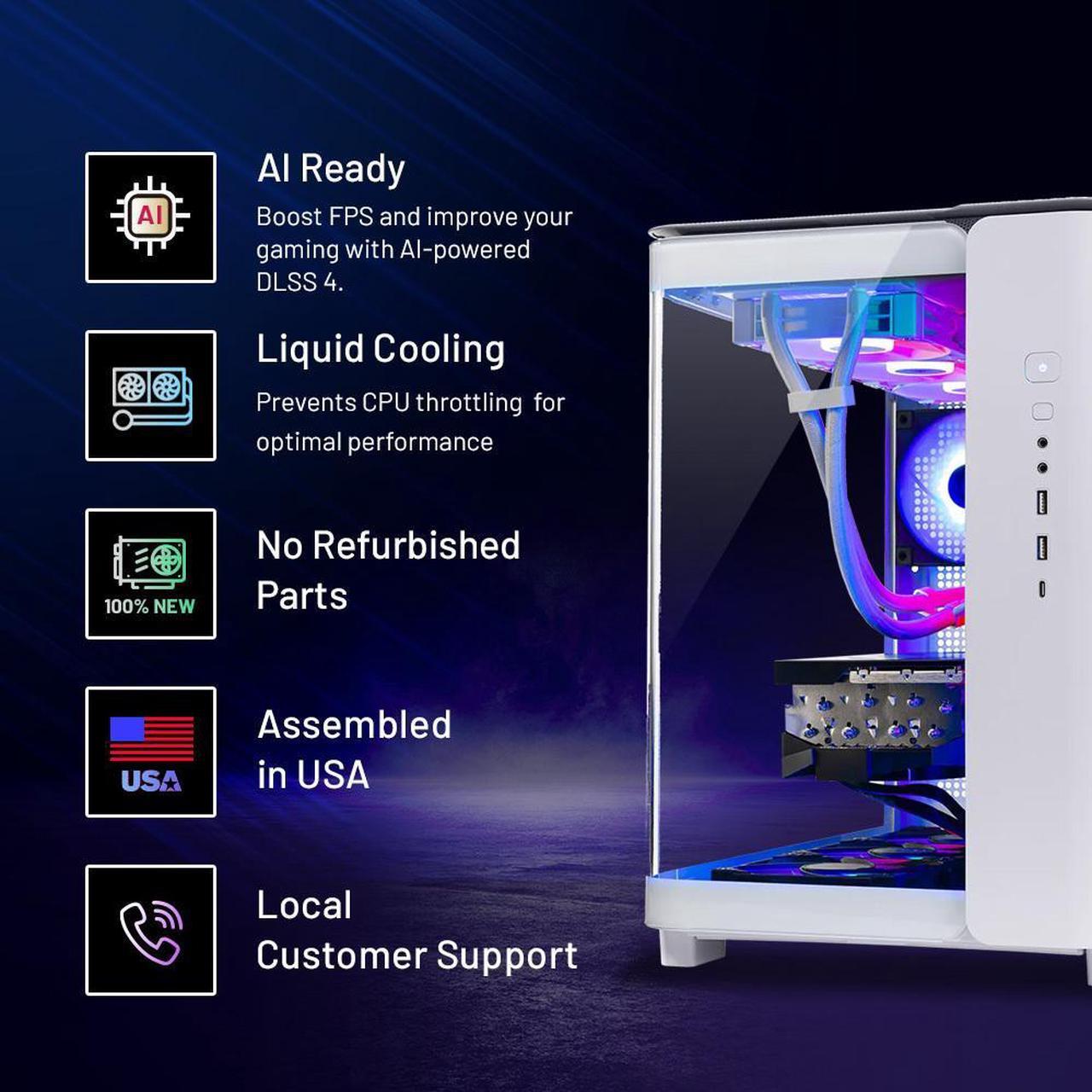 Alt view image 2 of 7 - Skytech King 95 Gaming PC Desktop, Ryzen 7 7800X3D 4.2 GHz (5GHz Turbo), NVIDIA RTX 5070 Ti 16GB GDDR7, 1TB Gen4 SSD, 32GB DDR5 6000, 850W GOLD ATX 3.0 PSU, 360mm  AIO , Wi-Fi, Win 11 Home