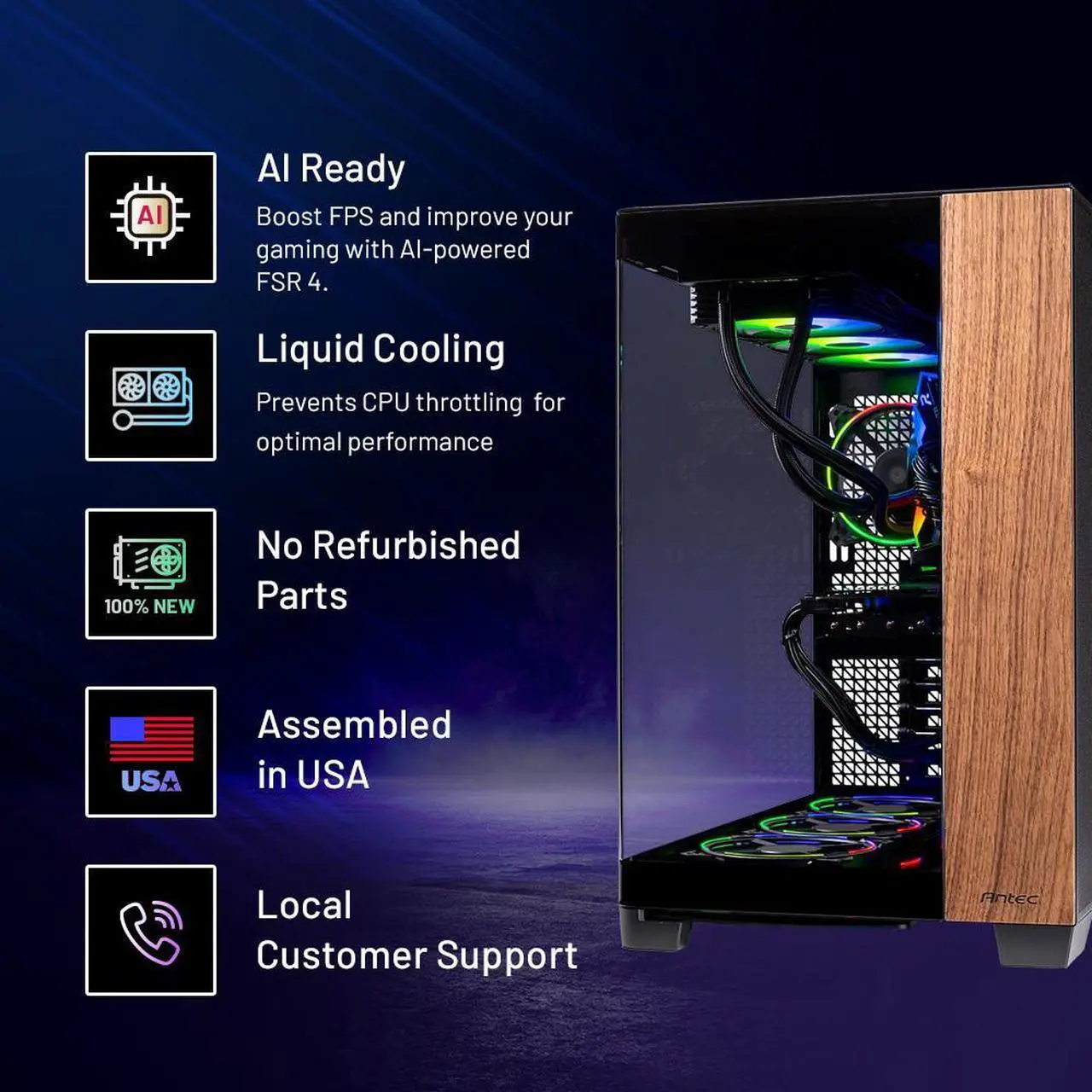 Alt view image 2 of 6 - Skytech Prism 4 Gaming PC Desktop, Ryzen 7 9800X3D 4.7 GHz (5.2 GHz Turbo), AMD RX 9070 XT 16GB, X670 MB, 2TB Gen4 NVMe SSD, 32GB DDR5 5600, 850W GOLD ATX 3 , 360mm ARGB AIO , Wi-Fi, Win 11