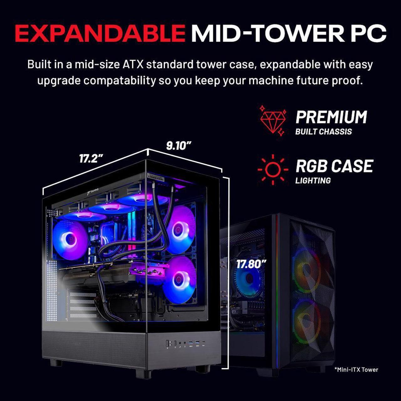 Alt view image 3 of 7 - Skytech Azure Gaming PC Desktop, Ryzen 7 7800X3D 4.2 GHz (5GHz Turbo), AMD RX 9070 XT 16GB, 2TB Gen4 NVMe SSD, 32GB DDR5 RAM 6000 RGB, 850W GOLD ATX 3 PSU, 360mm ARGB AIO , Wi-Fi, Win 11,Montech XR