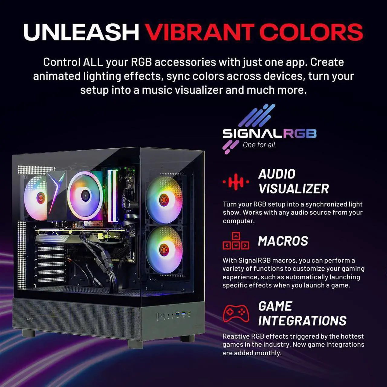 Alt view image 6 of 8 - Skytech Azure Gaming PC Desktop, Intel i5 14400F 2.5 GHz (4.7GHz Turbo), NVIDIA RTX 5060 8GB, 1TB NVMe SSD, 32GB DDR5 RAM 5200 RGB, 650W GOLD PSU, Wi-Fi, Win 11