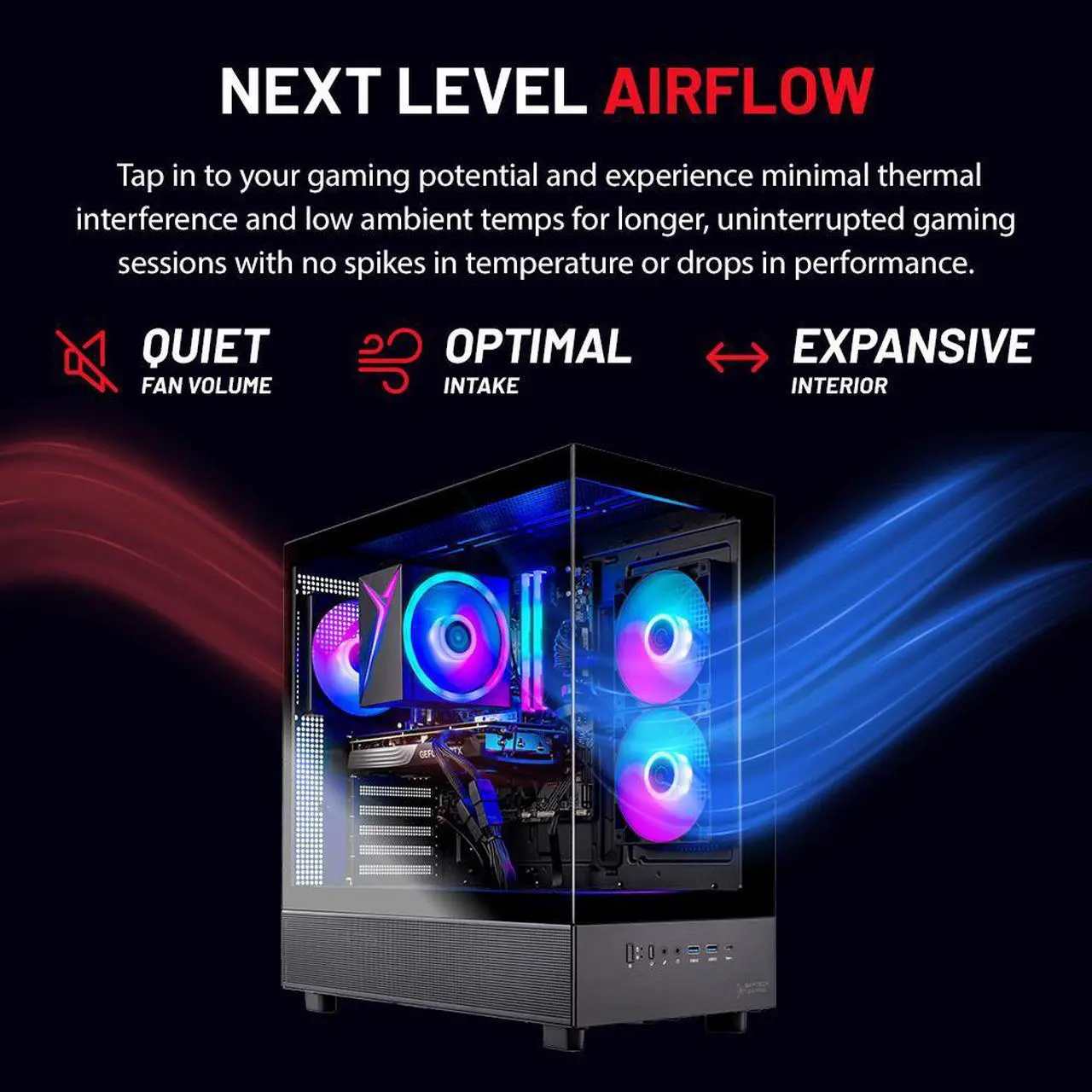 Alt view image 7 of 8 - Skytech Azure Gaming PC Desktop, Intel i5 14400F 2.5 GHz (4.7GHz Turbo), NVIDIA RTX 5060 8GB, 1TB NVMe SSD, 32GB DDR5 RAM 5200 RGB, 650W GOLD PSU, Wi-Fi, Win 11