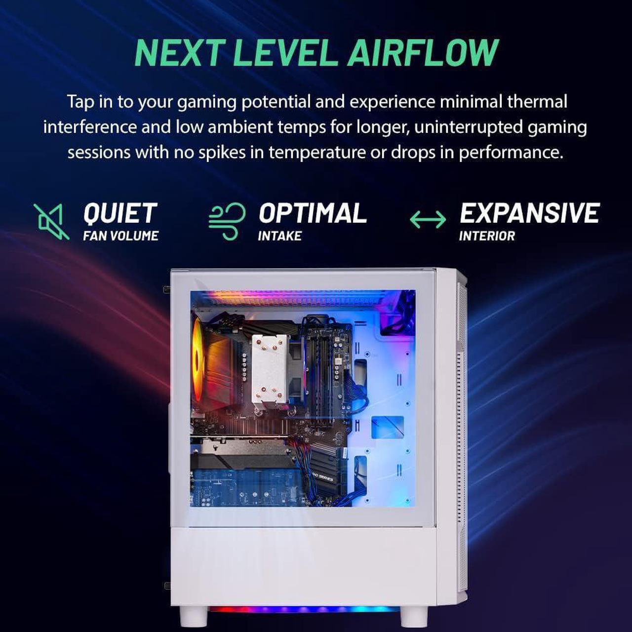 Alt view image 5 of 7 - Skytech Archangel Gaming PC Desktop, Ryzen 5 9600X 3.9 Ghz (5.4GHz Turbo), NVIDIA RTX 5060 8GB, 1TB NVMe SSD, 32GB DDR5 RAM 5200 RGB, 650W GOLD PSU, Wi-Fi, Win 11