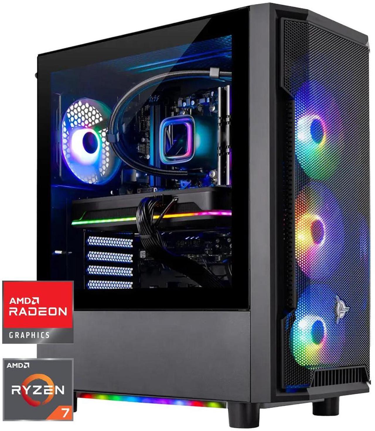 Main image of Skytech Shadow Gaming PC Desktop, Ryzen 7 7700X 4.5 GHz (5.4GHz Turbo), AMD RX 7600 8GB , 1TB NVMe SSD, 32GB DDR5 RAM 5200 RGB, 600W GOLD PSU, 240mm ARGB AIO, Wi-Fi, Win 11