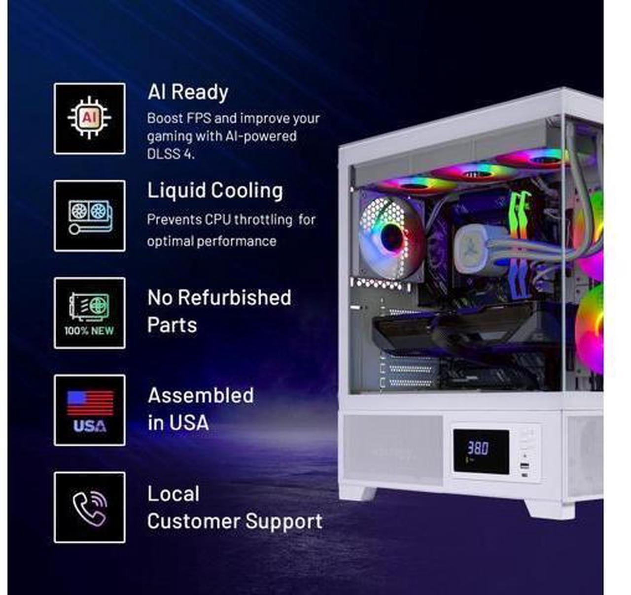 Alt view image 2 of 7 - Skytech Azure 3 Plus Gaming PC Desktop, Intel i7 14700F 2.1 GHz (5.3GHz Turbo), NVIDIA RTX 5070 Ti 16GB, 1TB Gen4 NVMe SSD, 64GB DDR5 RAM 5600 RGB, 850W GOLD ATX 3 PSU, 360mm ARGB AIO , Wi-Fi, Win 11