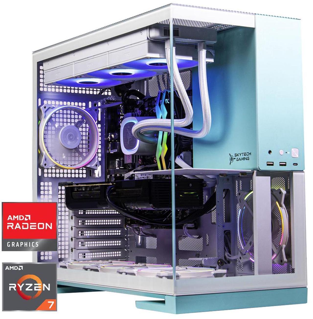 Main image of Skytech Aqua Gaming PC Desktop, Ryzen 7 9700X 3.8 GHz (5.5GHz Turbo), AMD RX 9070 XT 16GB, 2TB Gen4 NVMe SSD, 32GB DDR5 6000 RGB, 850W GOLD ATX 3 PSU, 360mm ARGB AIO , Wi-Fi, Win 11,GEOMETRICFUTURE M5