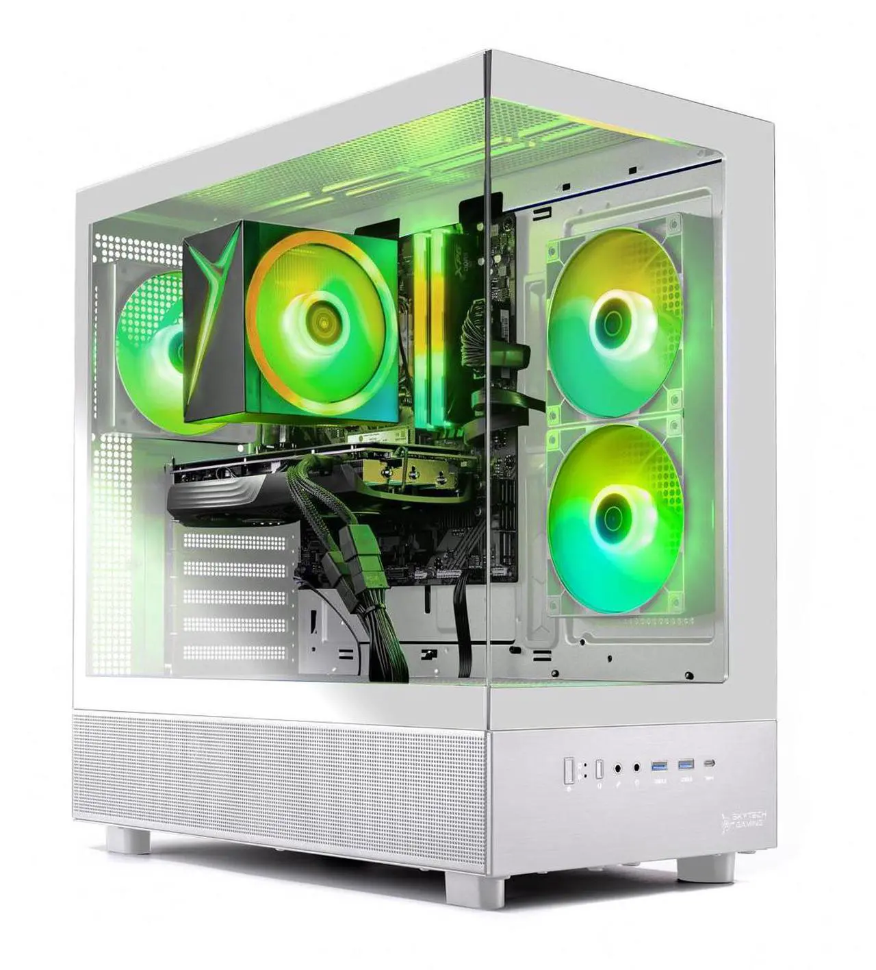 Alt view image 3 of 7 - Skytech Azure Gaming PC Desktop, Ryzen 5 7600 3.8 GHz (5.1GHz Turbo), NVIDIA RTX 5060 8GB, 1TB NVMe SSD, 32GB DDR5 RAM 5200 RGB, 650W GOLD PSU, Wi-Fi, Win 11,Montech XR