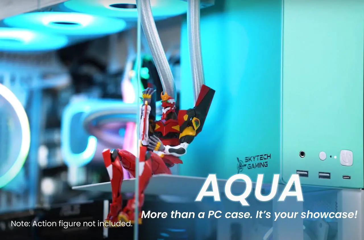 Alt view image 2 of 6 - Skytech Aqua Gaming PC Desktop, Ryzen 7 9700X 3.8 GHz (5.5GHz Turbo), AMD RX 9070 XT 16GB, 2TB Gen4 NVMe SSD, 32GB DDR5 6000 RGB, 850W GOLD ATX 3 PSU, 360mm ARGB AIO , Wi-Fi, Win 11,GEOMETRICFUTURE M5