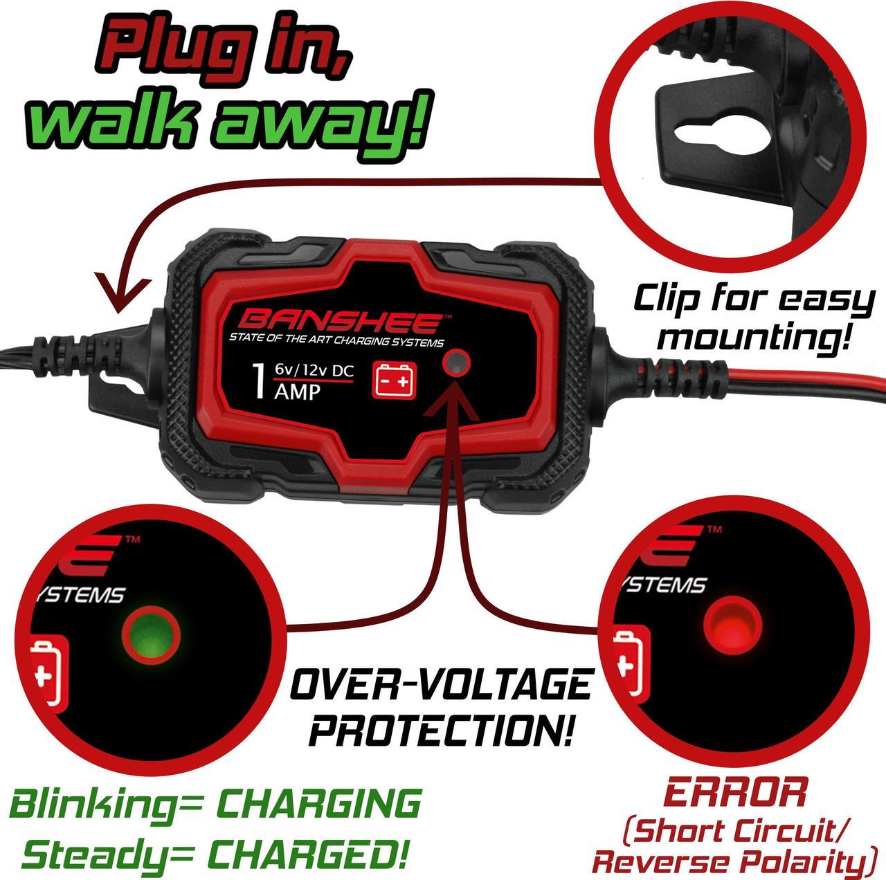 Alt view image 6 of 7 - 6V & 12V Automatic Battery Charger Trickle Charger Car Battery Maintainer 3-pack