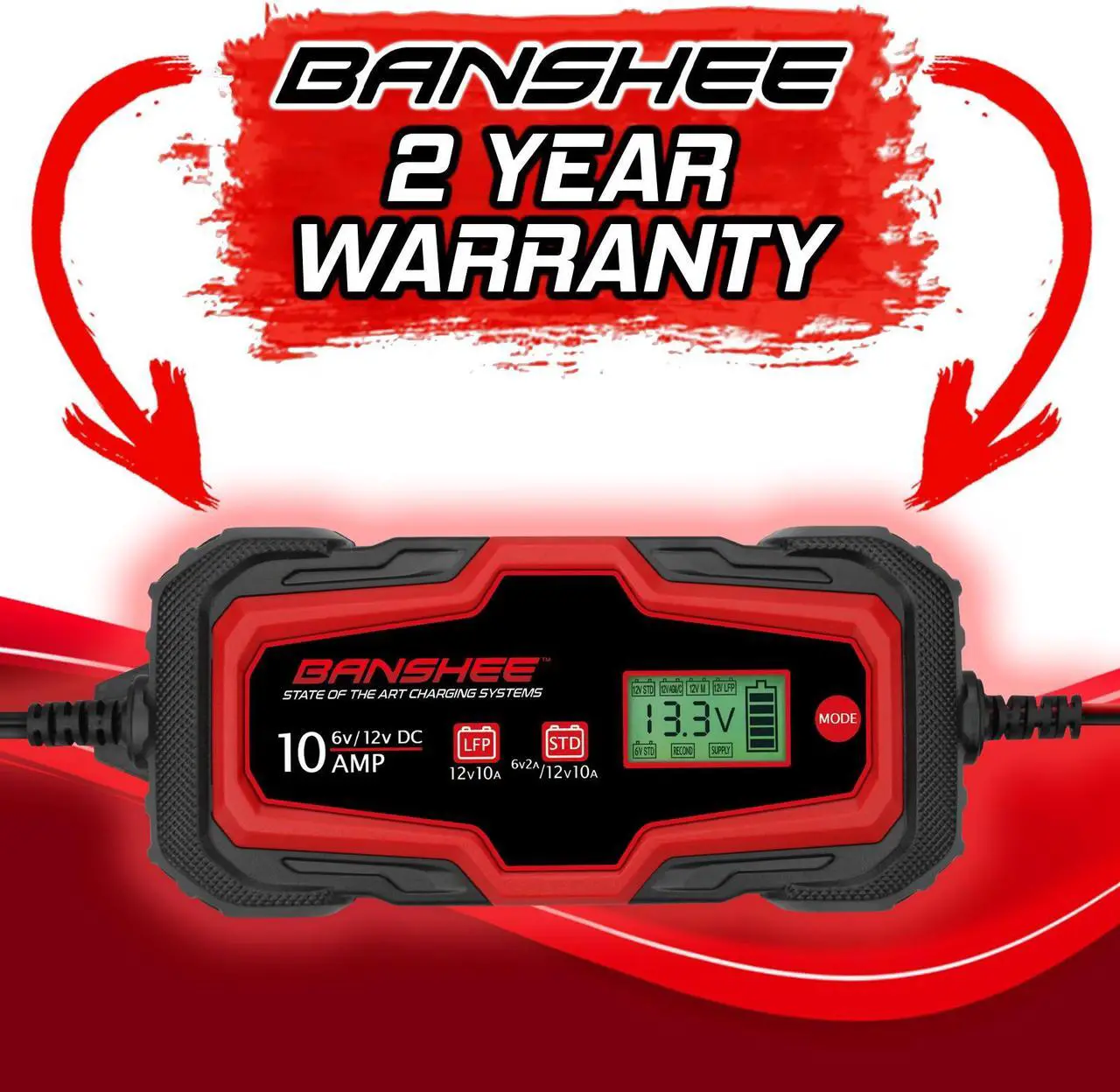 Alt view image 3 of 7 - 10A Banshee Smart Car Battery Charger, Maintainer, & Reconditioner/Desulfator for 6V/12V AGM Gel Wet Battery Vehicles