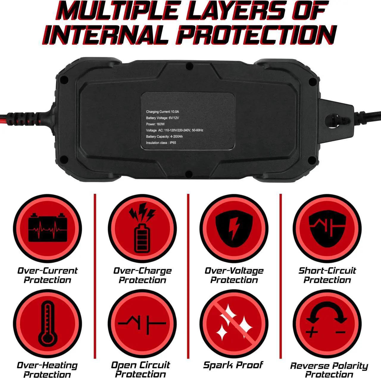 Alt view image 6 of 7 - 10A Banshee Smart Car Battery Charger, Maintainer, & Reconditioner/Desulfator for 6V/12V AGM Gel Wet Battery Vehicles