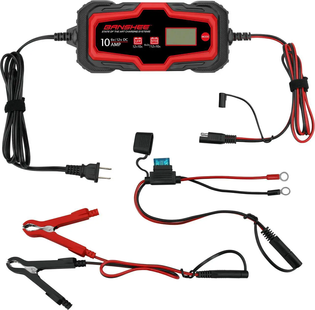 Main image of 10A Banshee Smart Car Battery Charger, Maintainer, & Reconditioner/Desulfator for 6V/12V AGM Gel Wet Battery Vehicles