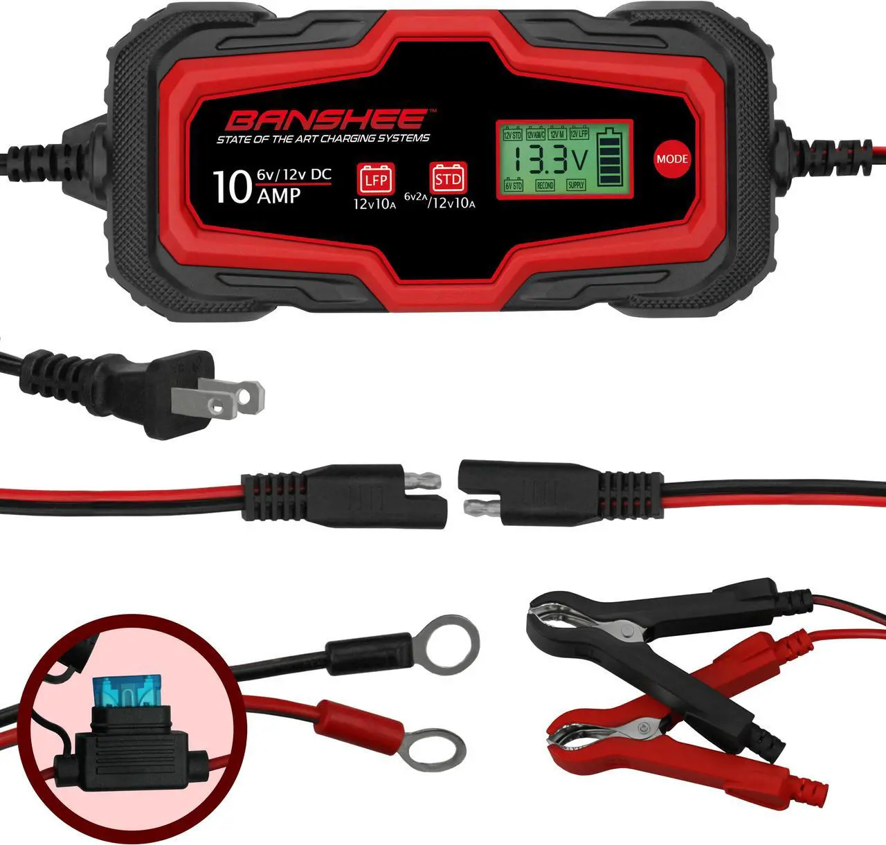 Alt view image 2 of 7 - 10A Banshee Smart Car Battery Charger, Maintainer, & Reconditioner/Desulfator for 6V/12V AGM Gel Wet Battery Vehicles