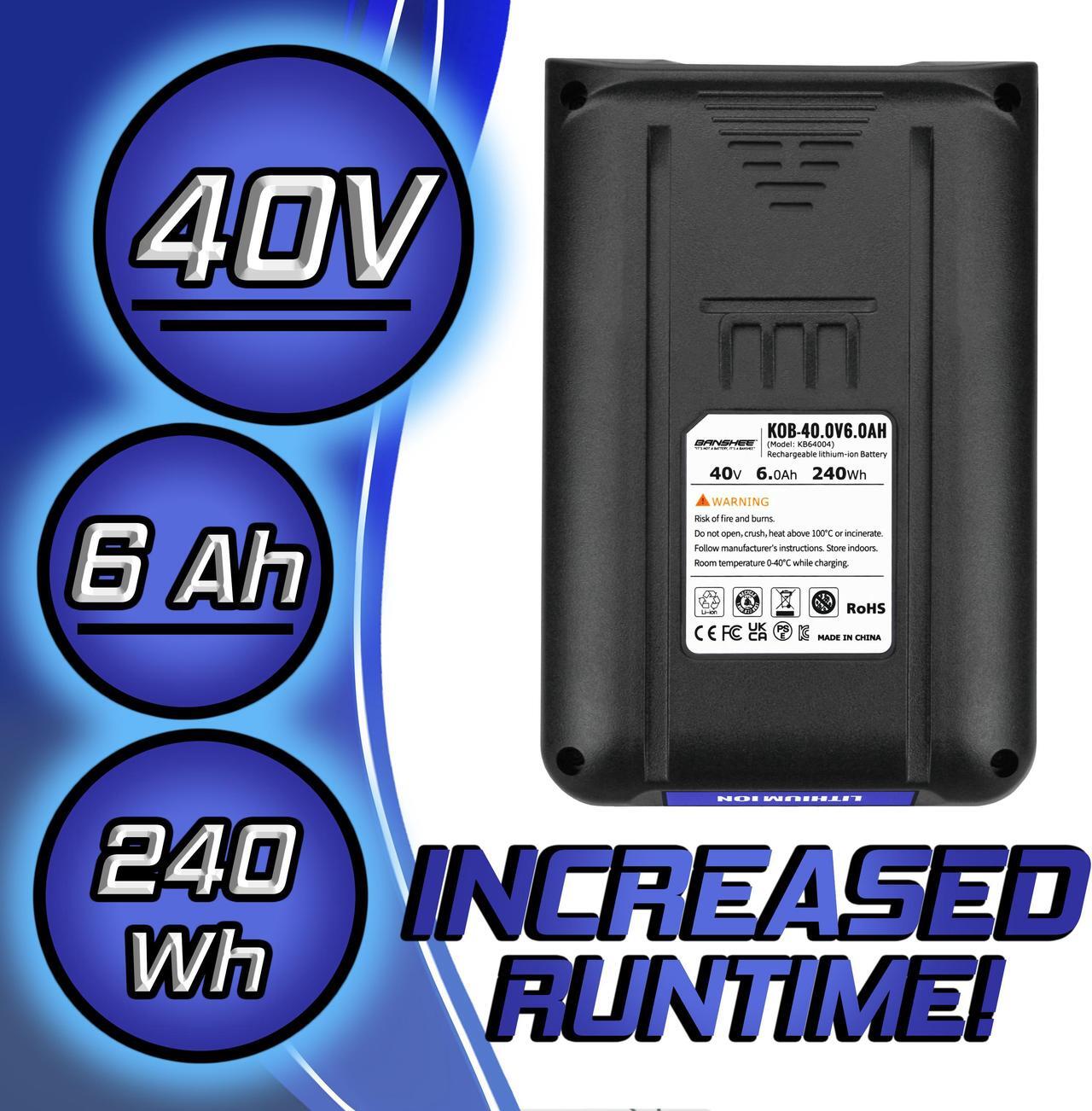 Alt view image 6 of 7 - For Kobalt 40V 6.0Ah Lithium-ion Battery KB440-03 KB2540C-06 KB640-03 40V Max