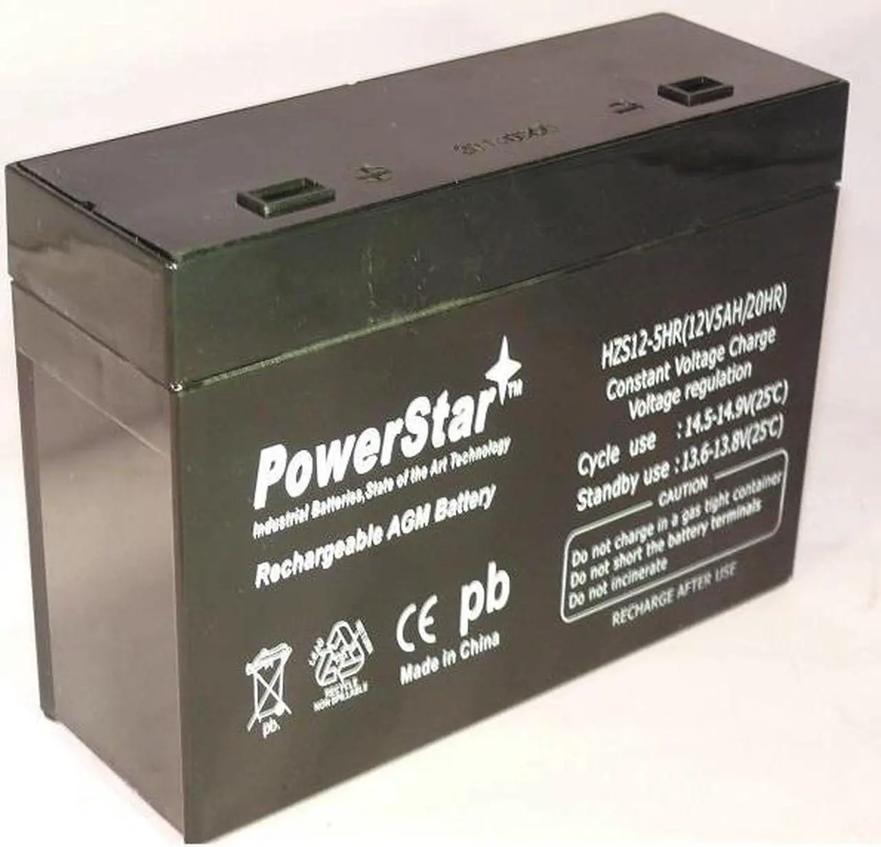 Main image of 12V 5AH Sealed Lead Acid Battery with Recessed Polarized Terminals