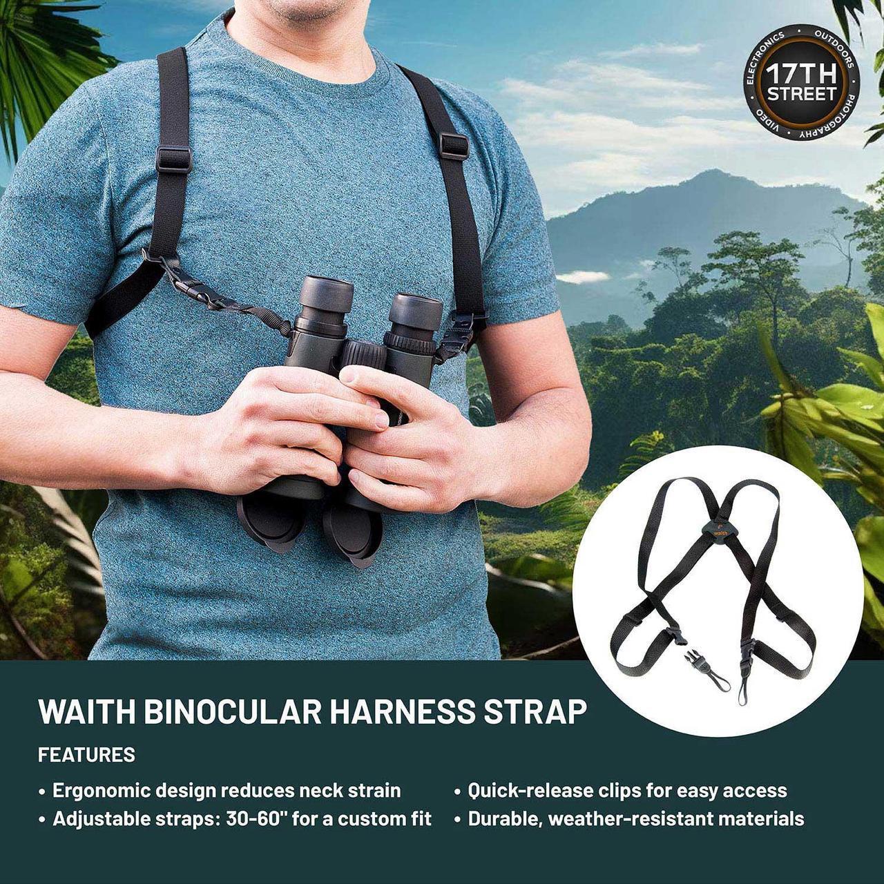 Alt view image 5 of 6 - Zeiss 8x25 Terra ED Pocket Binoculars For Bird Watching (Black) with Waith Binocular Comfort Carrying Harness Strap, Adjustable Camo Baseball Hat and Waith Microfiber Lens Cleaning Cloth (Bundle Set)