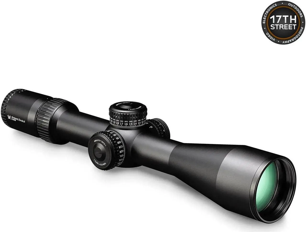 Alt view image 6 of 7 - Vortex Optics Strike Eagle 5-25x56 FFP EBR-7C MOA Riflescope with Vortex Pro Riflescope 34mm Rings, Vortex Logo Hat Camo Black and Waith Compact Flashlight Keychain (Bundle Set)