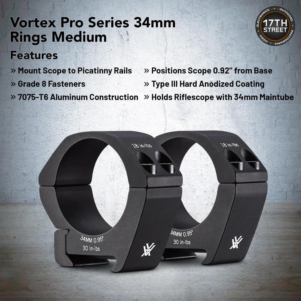 Alt view image 4 of 7 - Vortex Optics Strike Eagle 5-25x56 FFP EBR-7C MRAD Riflescope with Vortex Pro Riflescope 34mm Rings, Vortex Logo Hat Camo Black and Waith Compact Flashlight Keychain (Bundle Set)