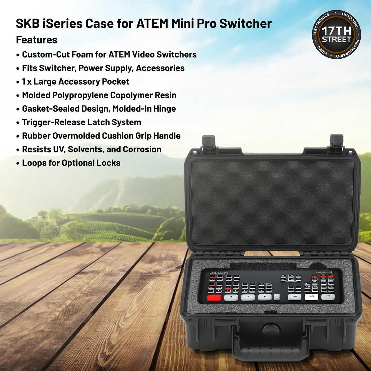 Alt view image 5 of 7 - Blackmagic Design ATEM Mini Pro 4-Channel HDMI Live Stream Switcher with SKB iSeries Hard Case for Mini Pro Switcher and Waith 3.5" (Pack of 7) Mini Cable Wraps for Cords (Black) (Bundle Set)
