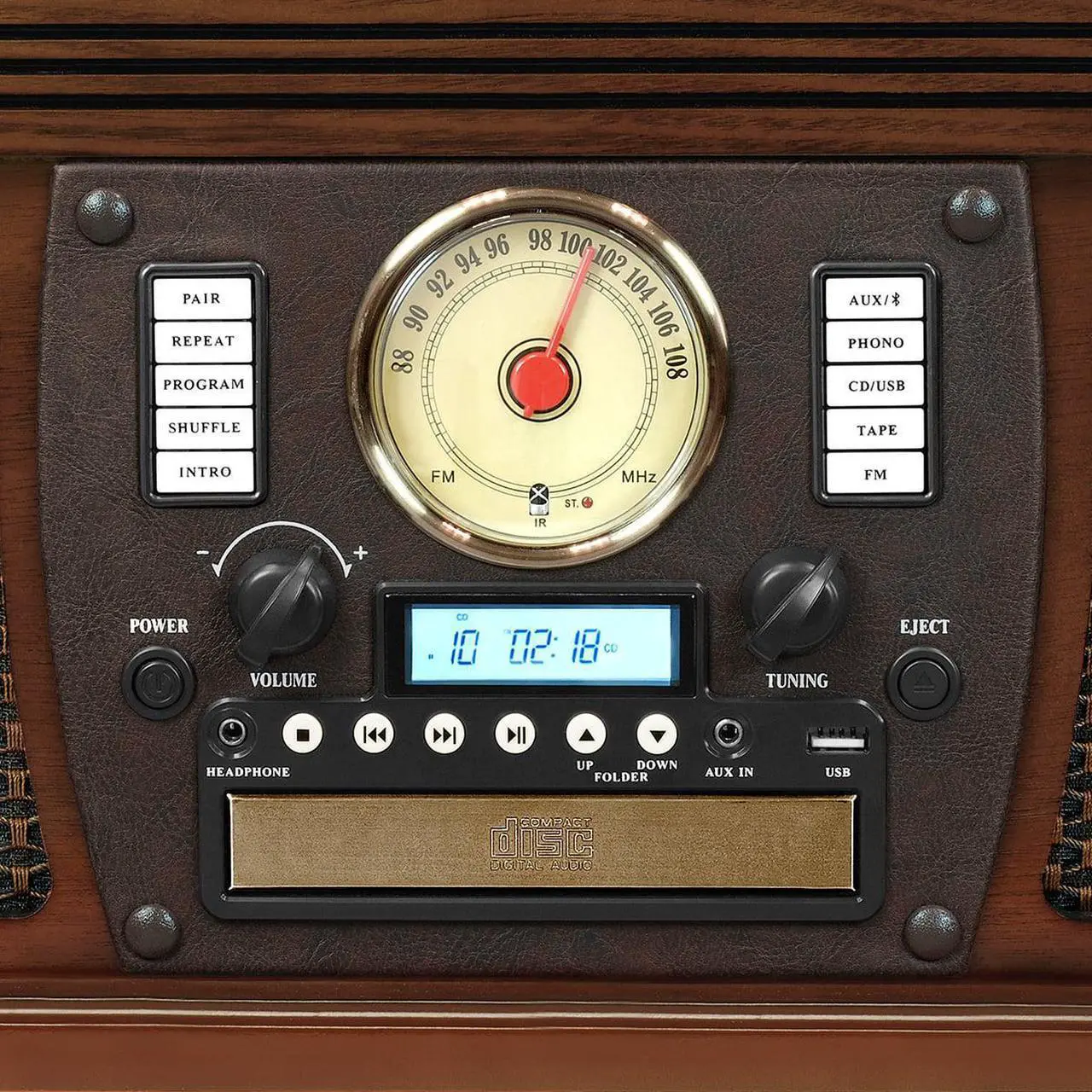 Alt view image 5 of 6 - victrola nostalgic aviator wood 8in1 bluetooth turntable entertainment center, espresso