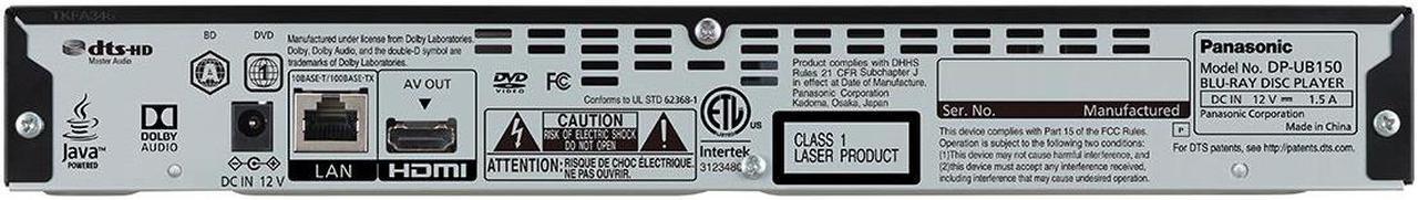 Alt view image 3 of 4 - Panasonic DP-UB150-K 4K Ultra HD Dolby Atmos Audio DVD/CD/3D Blu-Ray Player - Black