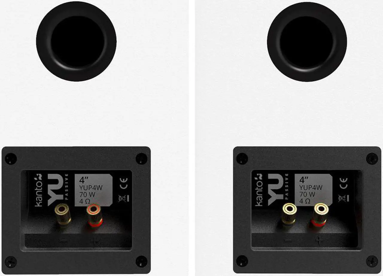 Alt view image 4 of 6 - Kanto YUP4W Passive Bookshelf Speakers with 1" Silk Dome Tweeter and 4" Kevlar Woofer - External Amplifier/Receiver Required - Pair (White)