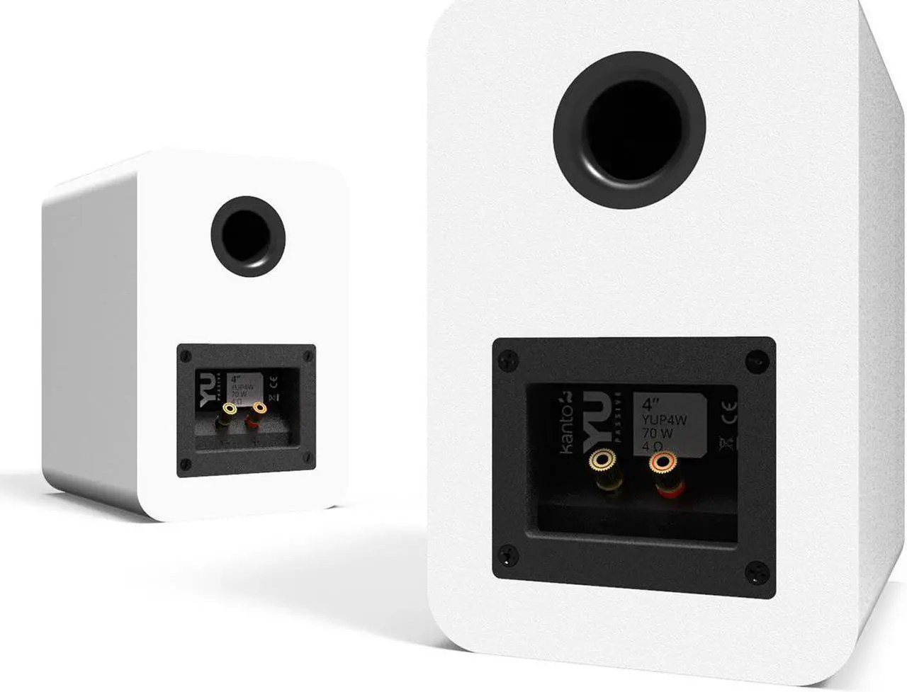 Alt view image 5 of 6 - Kanto YUP4W Passive Bookshelf Speakers with 1" Silk Dome Tweeter and 4" Kevlar Woofer - External Amplifier/Receiver Required - Pair (White)