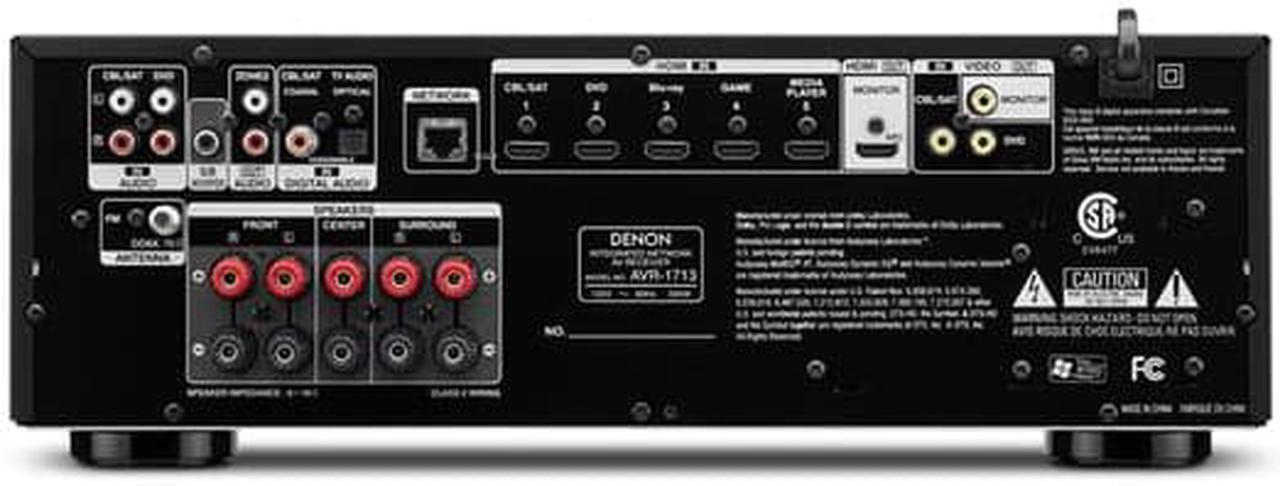Alt view image 3 of 5 - Denon AVR-1713 5.1 Channel Networking Home Theater Receiver with 3D Pass Through/ AirPlay/ Second Zone Audio Line Outputs