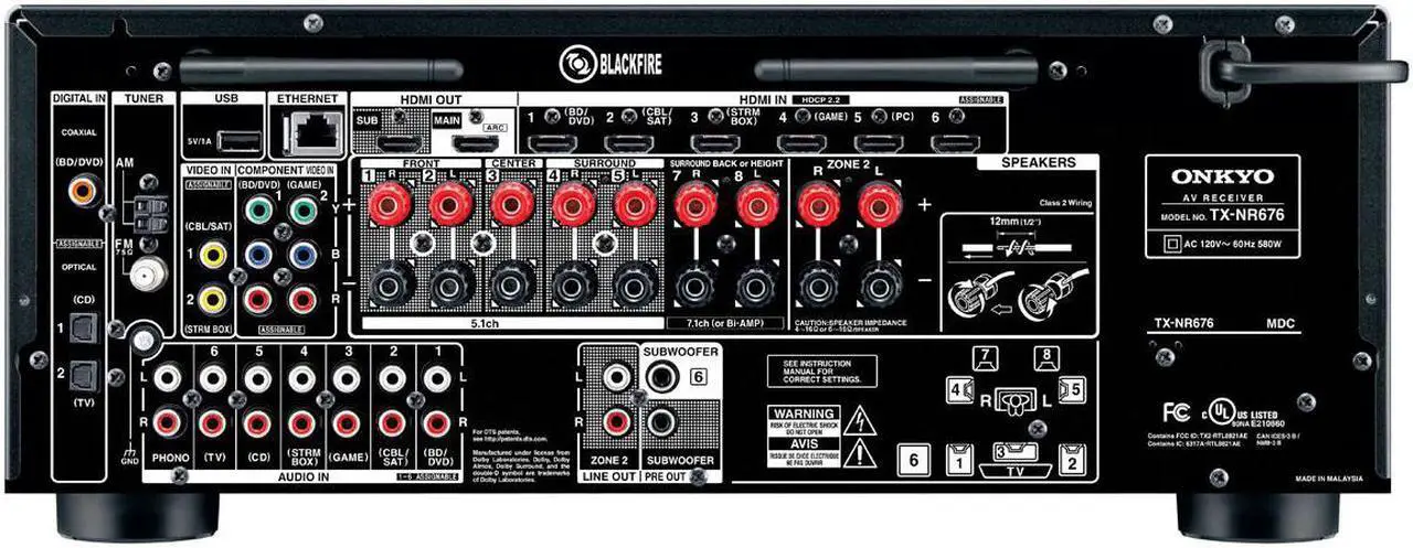 Alt view image 3 of 12 - Onkyo TX-NR676 7.2-Ch Network A/V Receiver