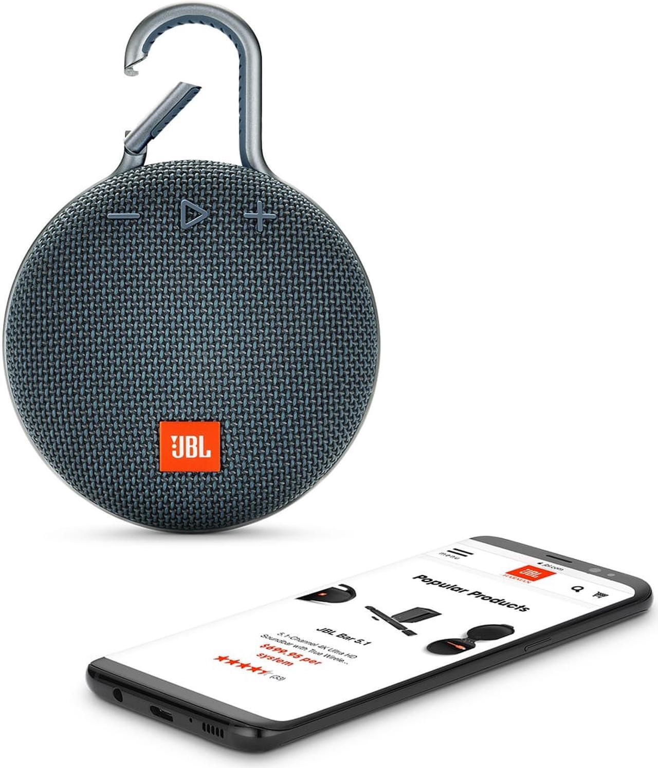 Alt view image 5 of 17 - JBL Clip 3 Portable Bluetooth Waterproof Speaker (Blue)