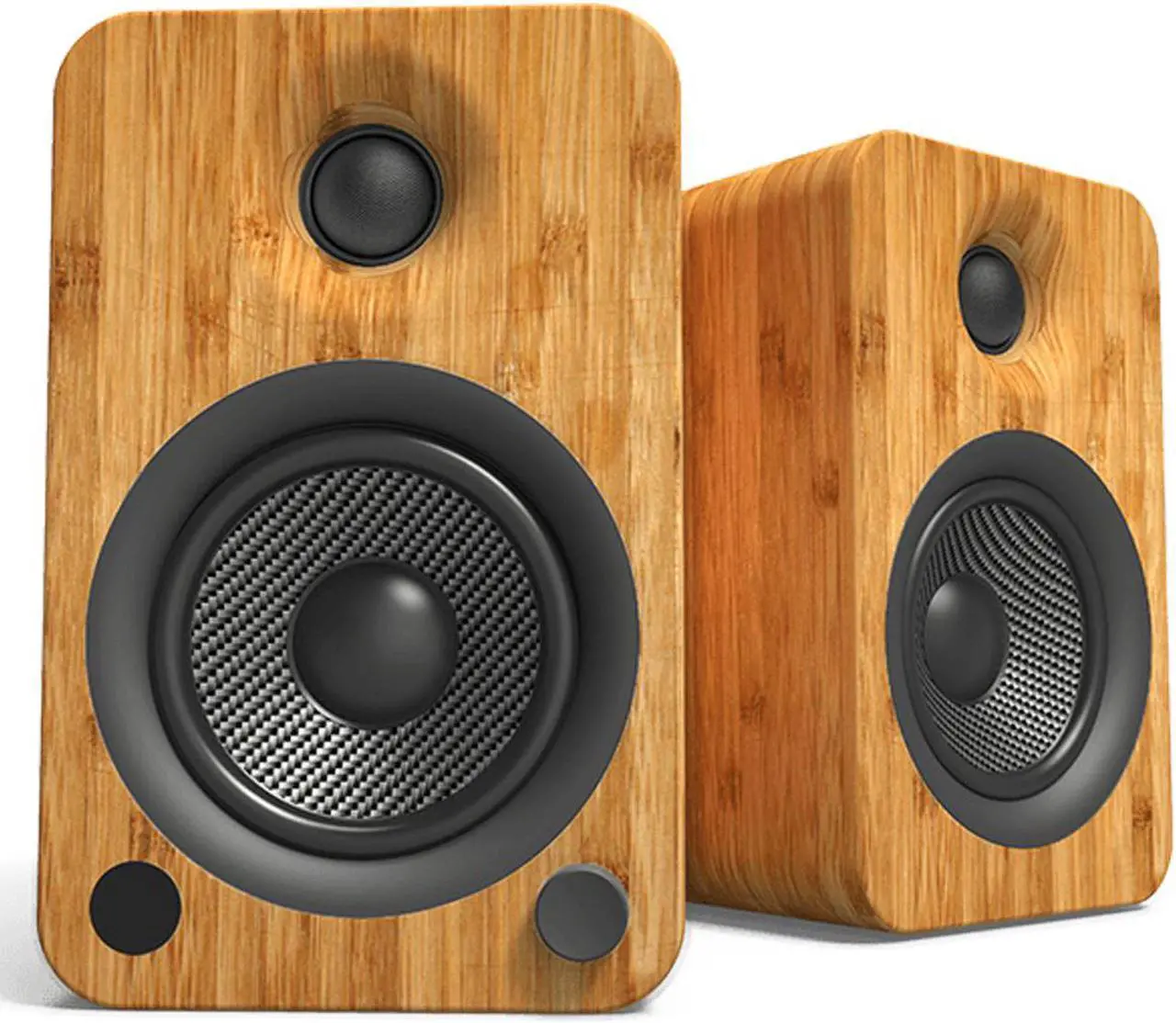 Alt view image 9 of 20 - Kanto YU4 Powered Bookshelf Speakers with Built-In Bluetooth - Pair (Bamboo)
