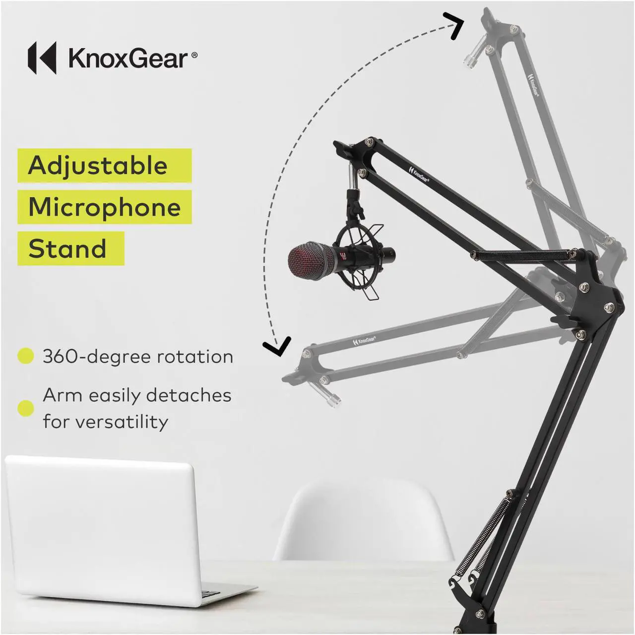 Alt view image 6 of 7 - Knox Gear Desktop Boom Arm Microphone Stand