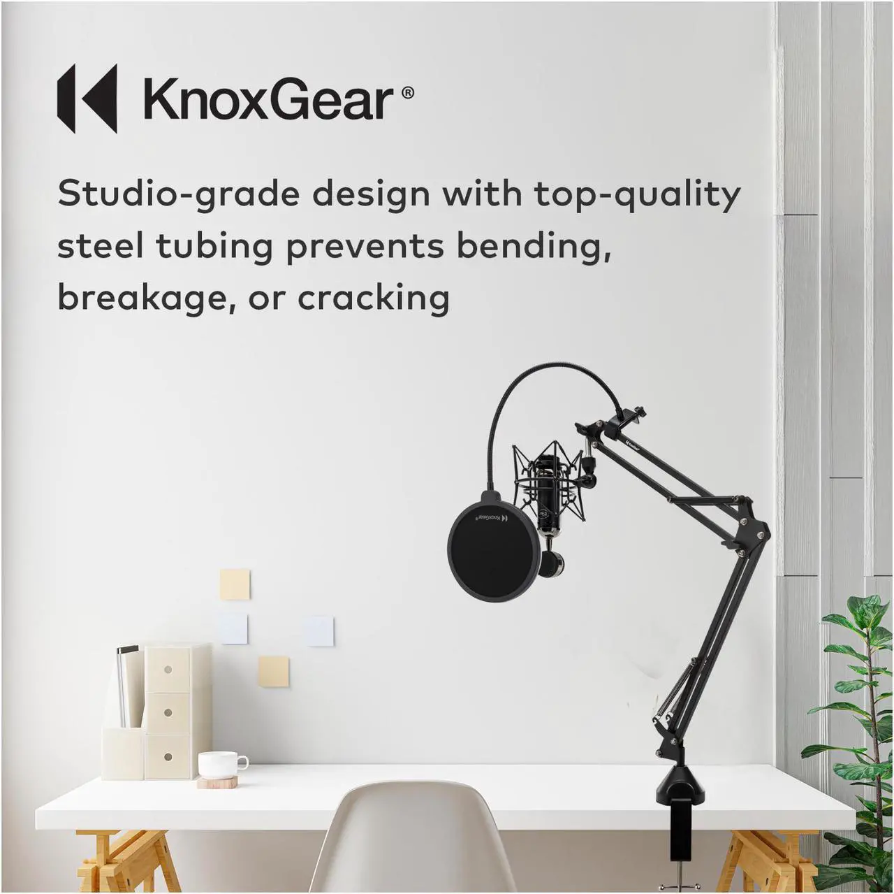 Alt view image 7 of 7 - Knox Gear Desktop Boom Arm Microphone Stand