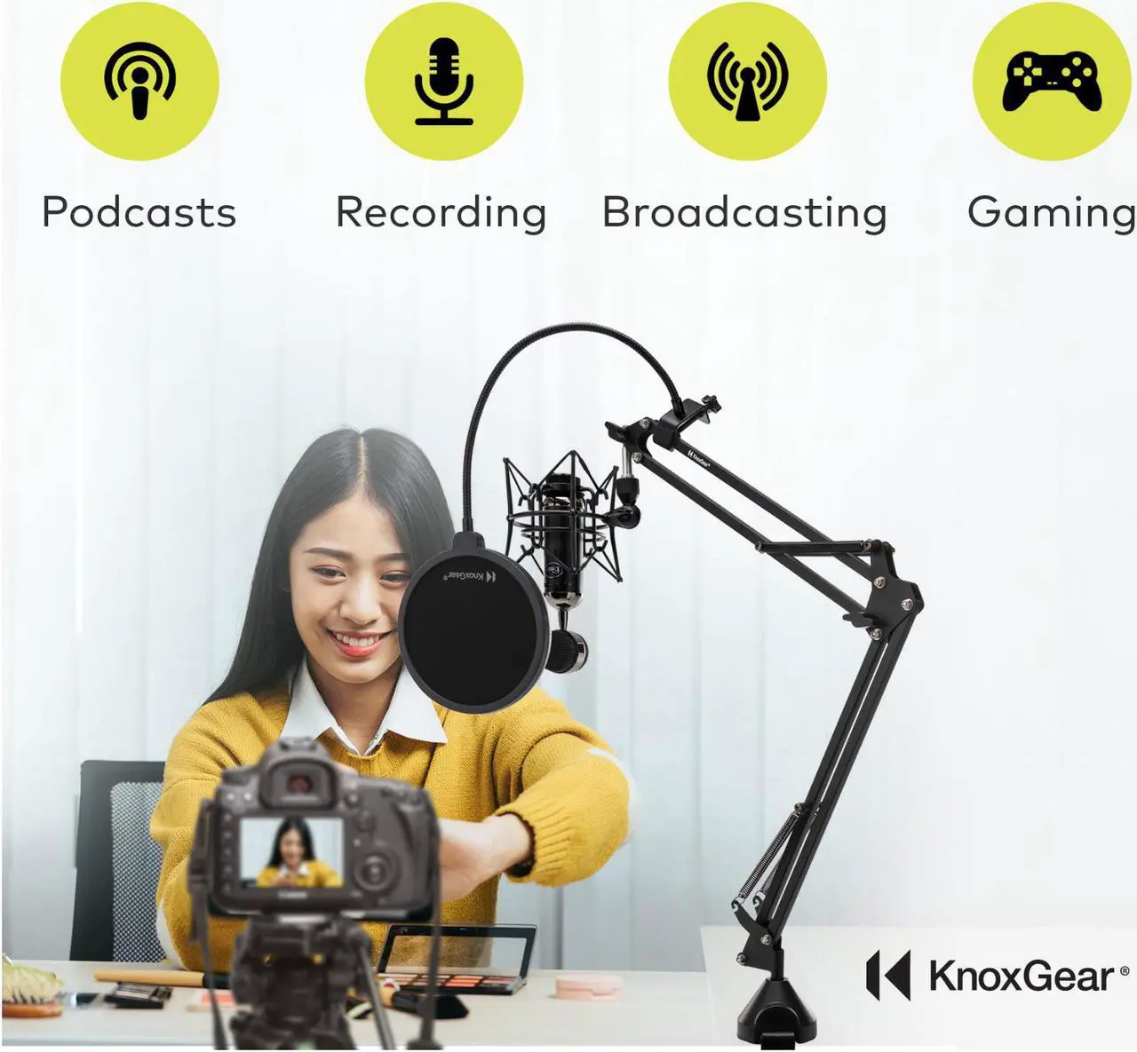 Alt view image 5 of 7 - Knox Gear Desktop Boom Arm Microphone Stand